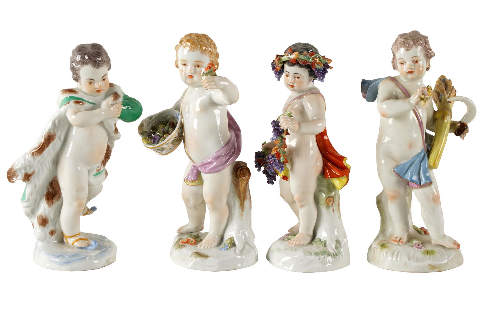 FOUR MEISSEN PORCELAIN CHERUB FIGURES (1 of 11)