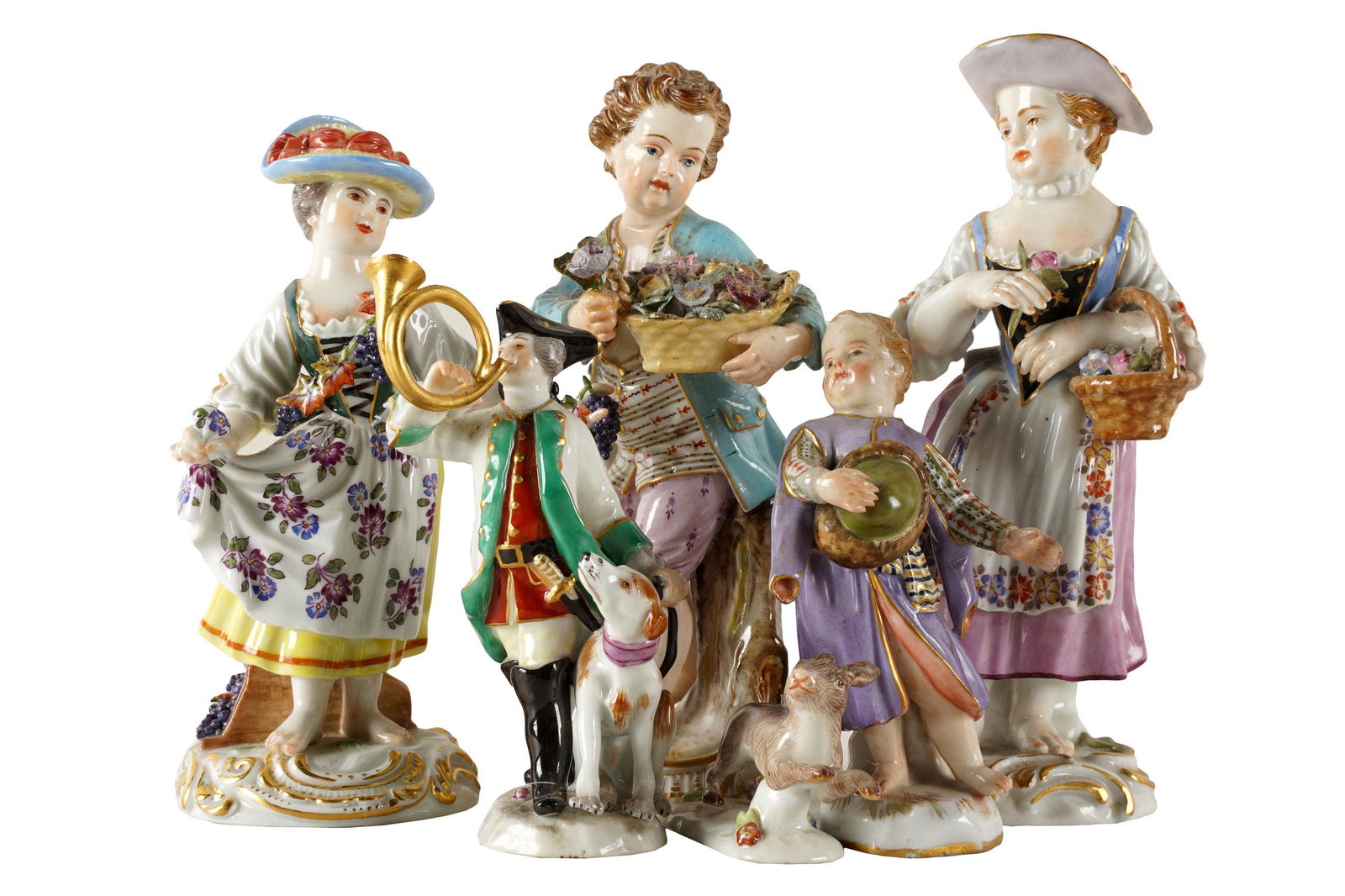SIX ASSORTED MEISSEN PORCELAIN FIGURES (1 of 12)