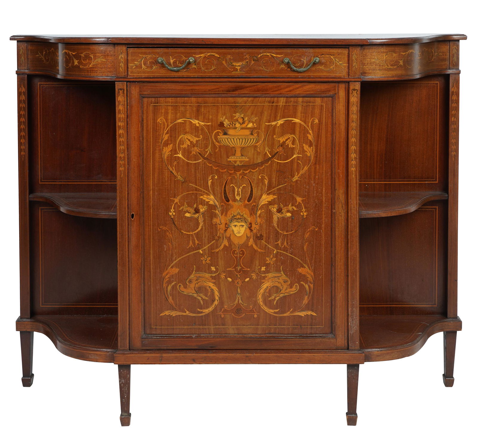 EDWARDIAN MAHOGANY & MARQUETRY SIDE CABINET (1 of 13)
