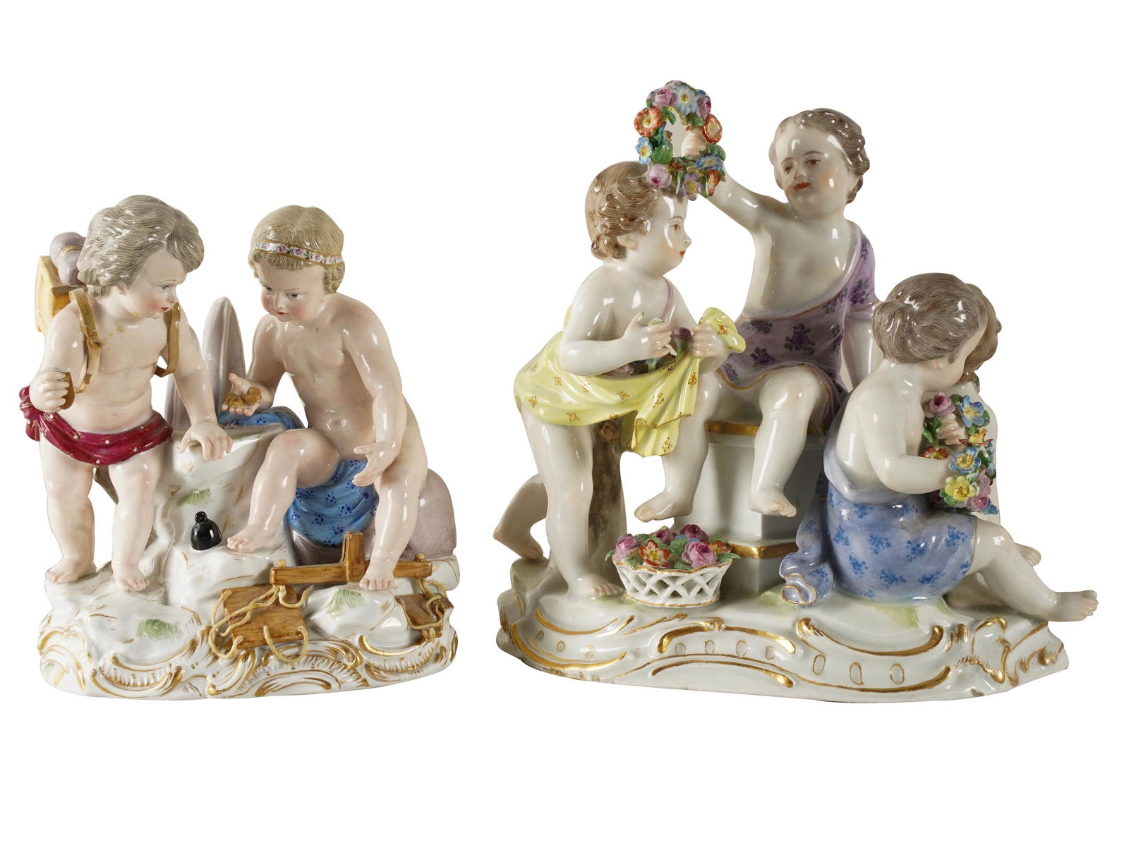 TWO MEISSEN PORCELAIN FIGURAL GROUPS (1 of 10)
