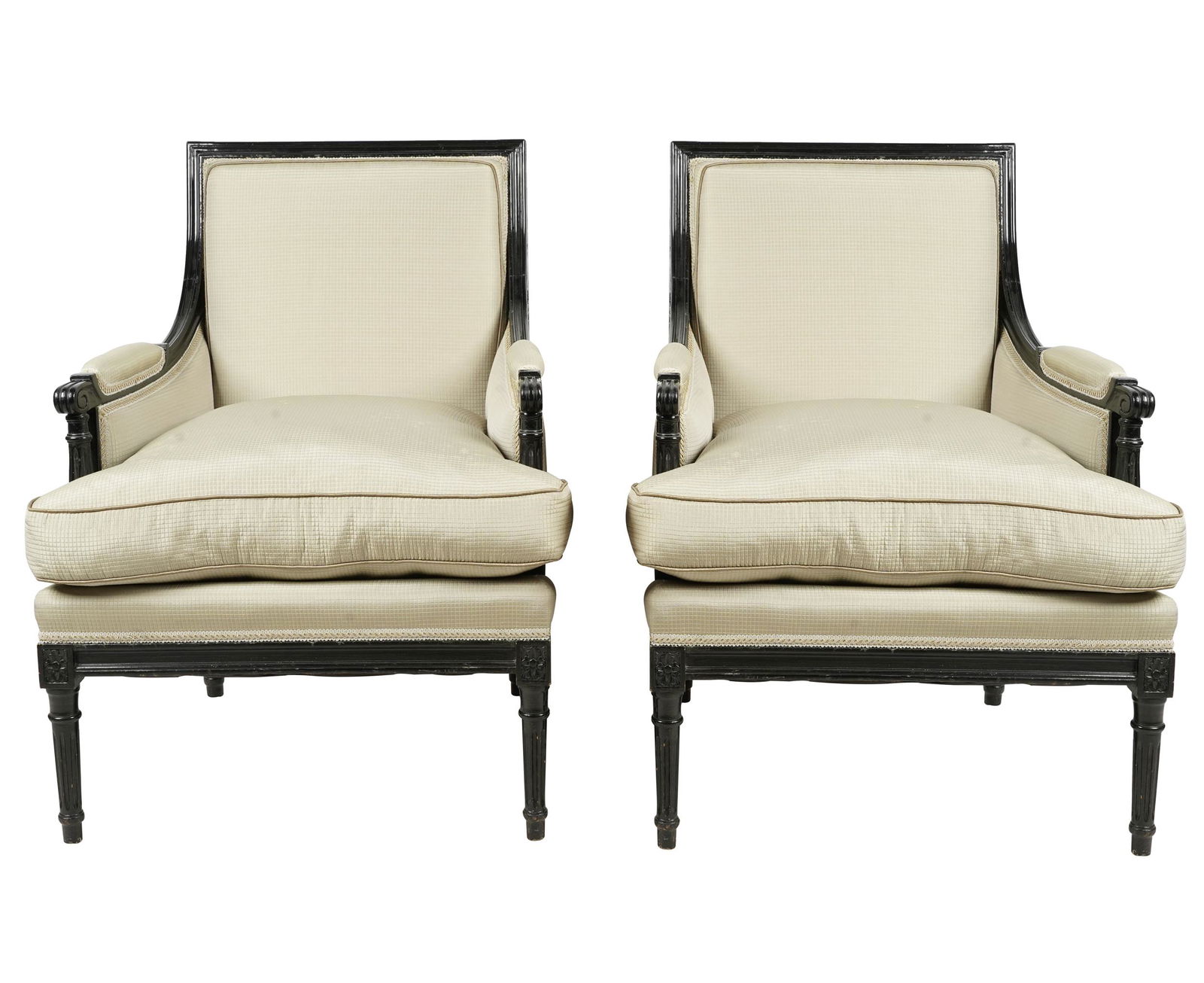 MADELINE STUART: PAIR OF BLACK-LACQUERED ARMCHAIRS (1 of 10)