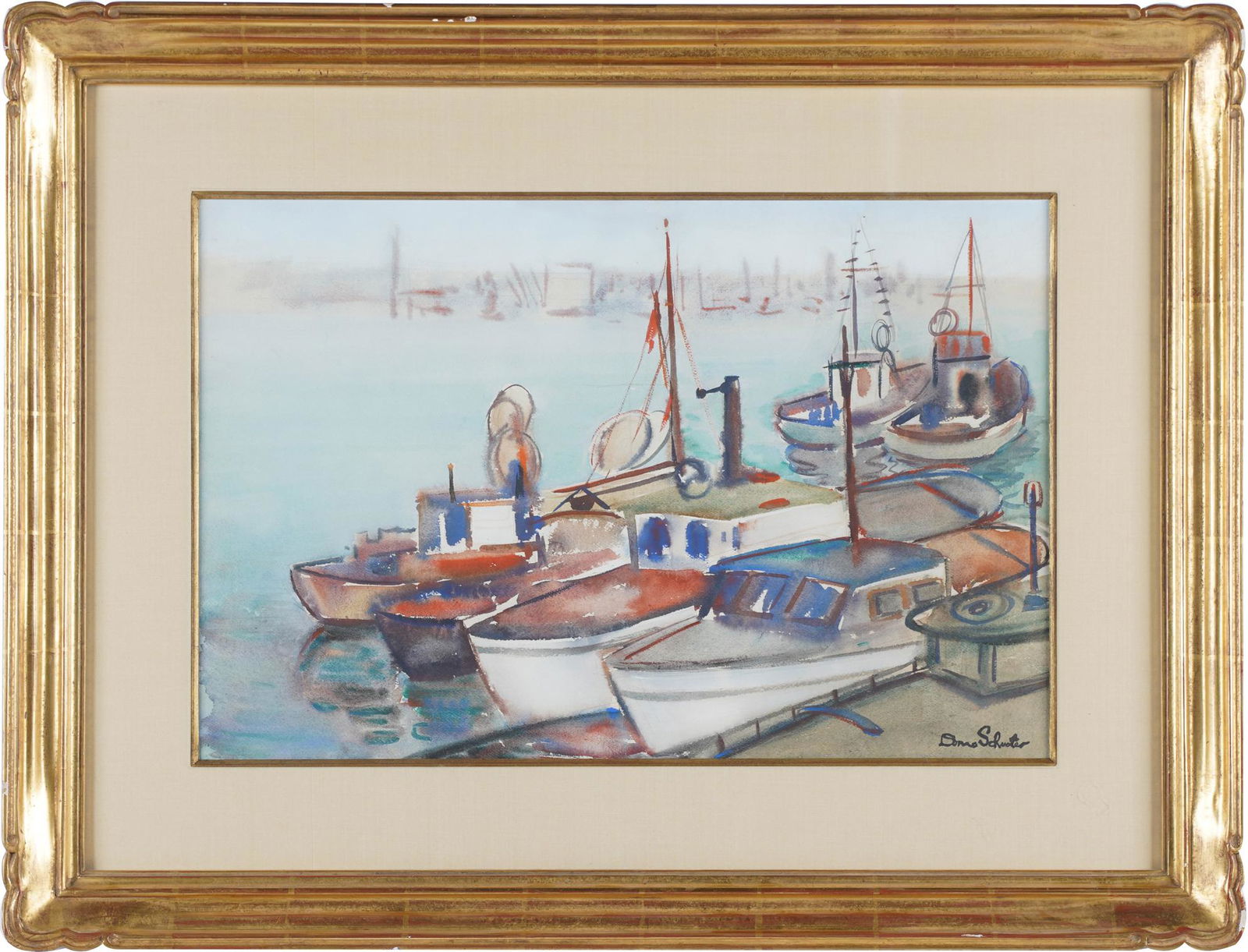 DONNA SCHUSTER (1883-1953): BOATS IN THE HARBOR, SAN (1 of 13)