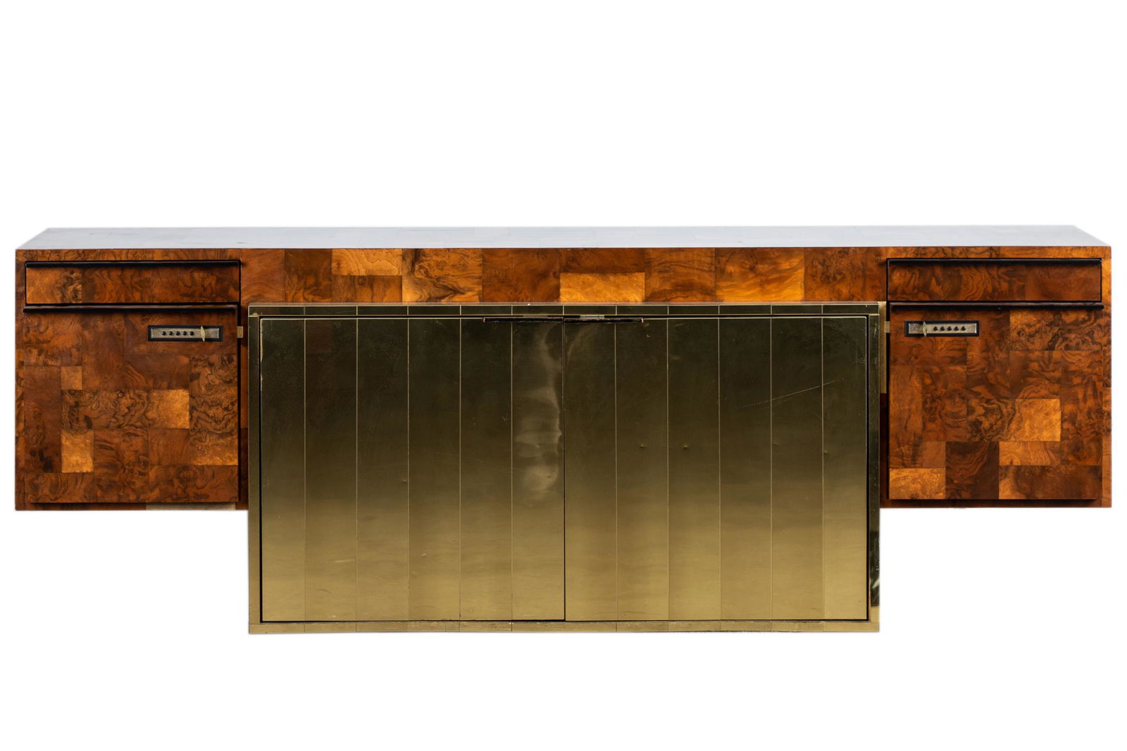 PAUL EVANS: BURL& BRASS-VENEERED CREDENZA (1 of 12)