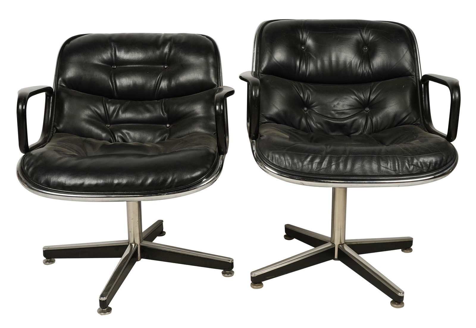 HERMAN MILLER: PAIR CHROME & BLACK LEATHER CHAIRS (1 of 7)