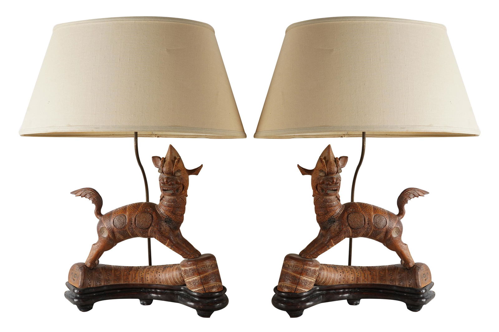 TWO SOUTH ASIAN CARVED WOOD FIGURES (1 of 16)