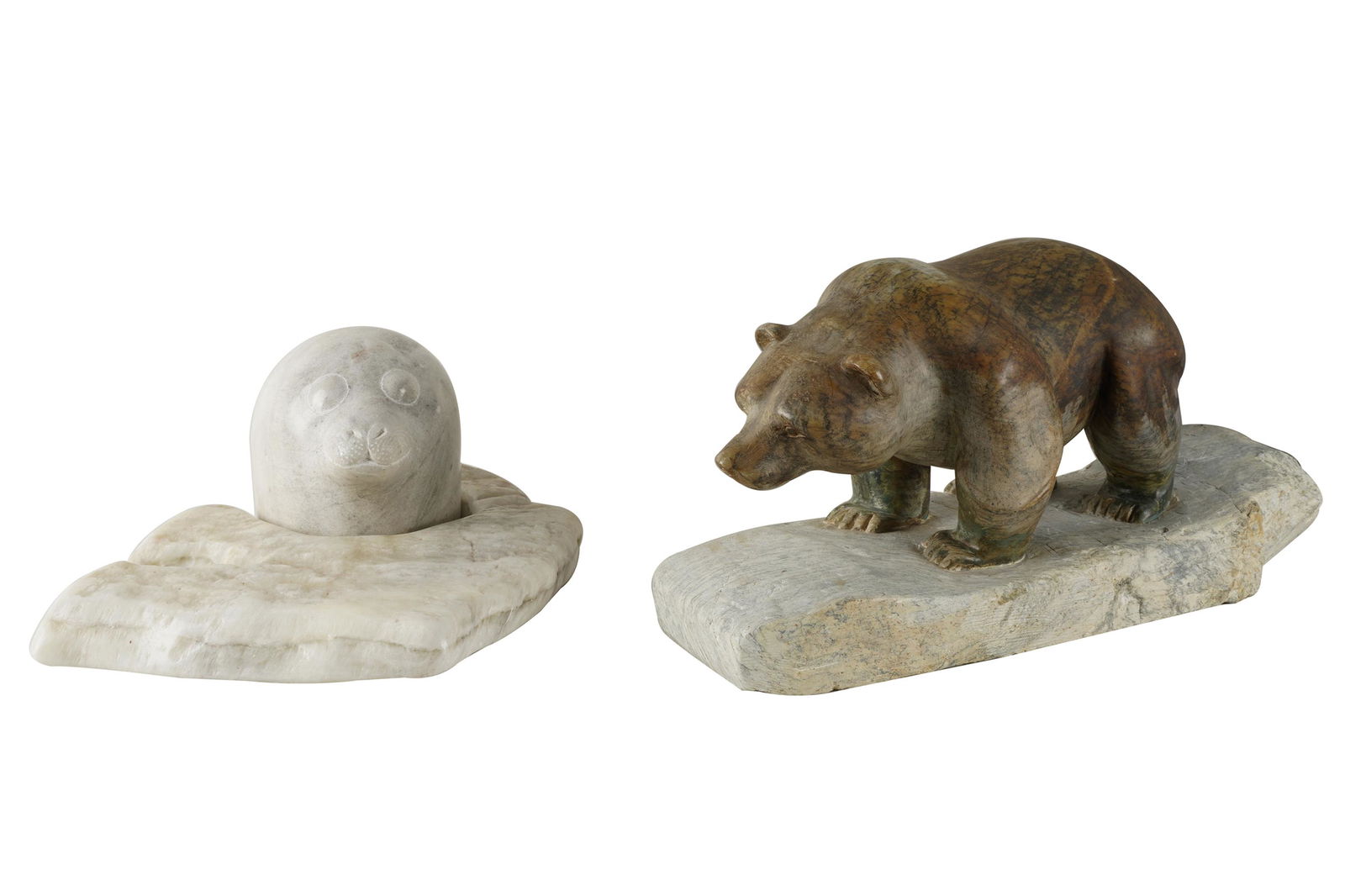 TWO INUIT CARVED STONE SCULPTURES (1 of 13)