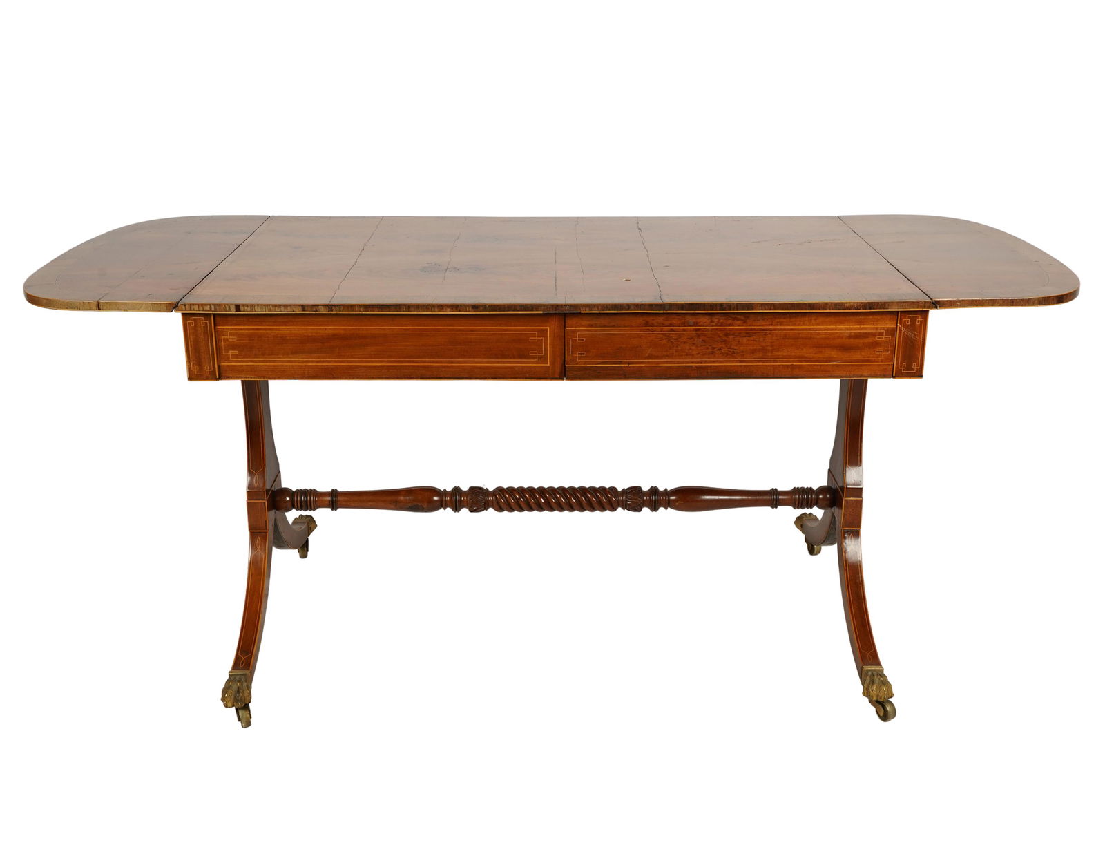ENGLISH LINE-INLAID DROP-LEAF SOFA TABLE (1 of 9)