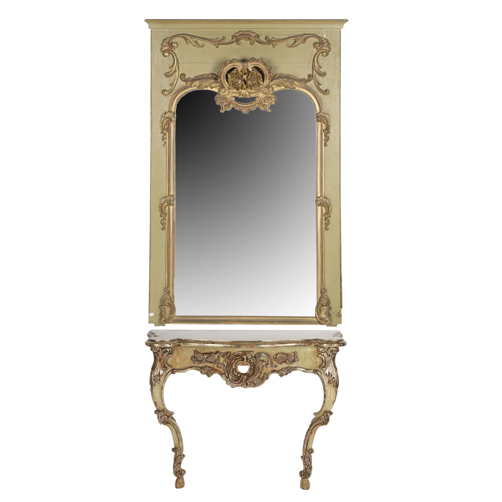 ROCOCO STYLE PAINTED & GILT CONSOLE & MIRROR (1 of 19)