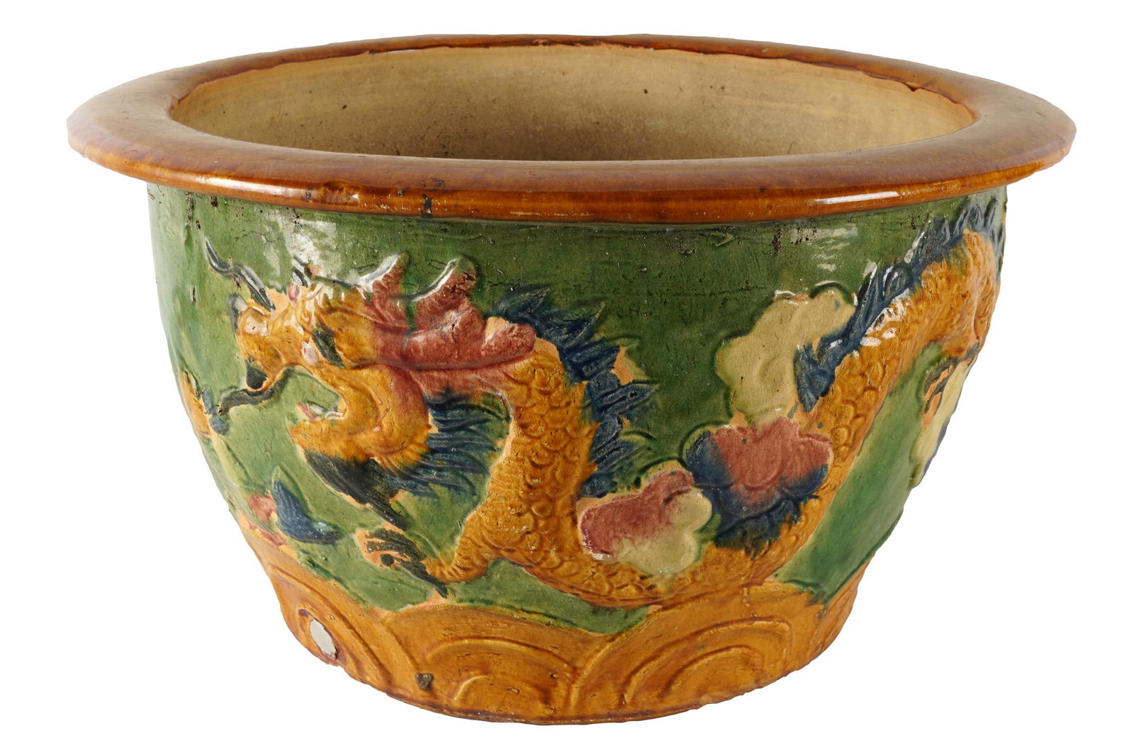 CHINESE GLAZED CERAMIC PLANTER (1 of 7)