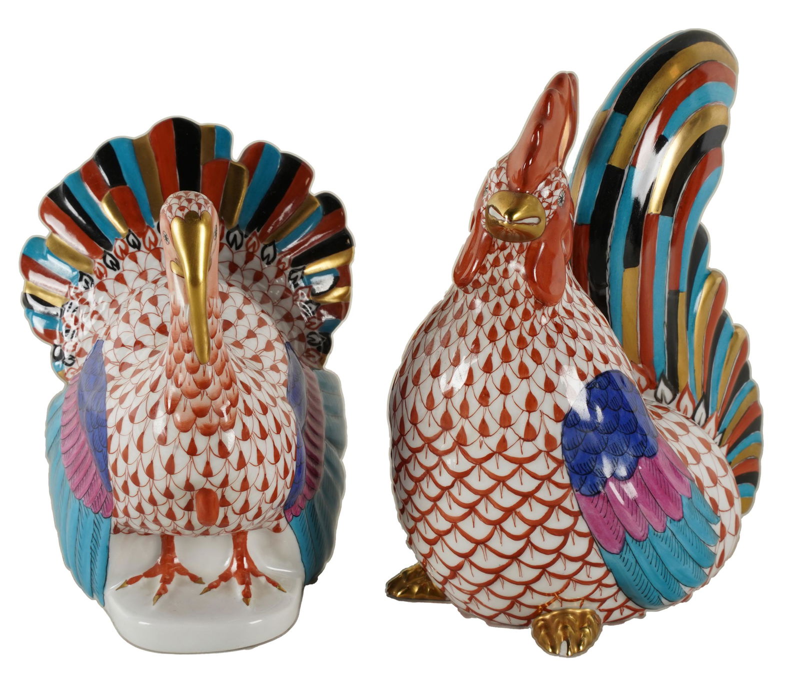 HEREND: TWO FISHNET PORCELAIN FIGURES (1 of 9)