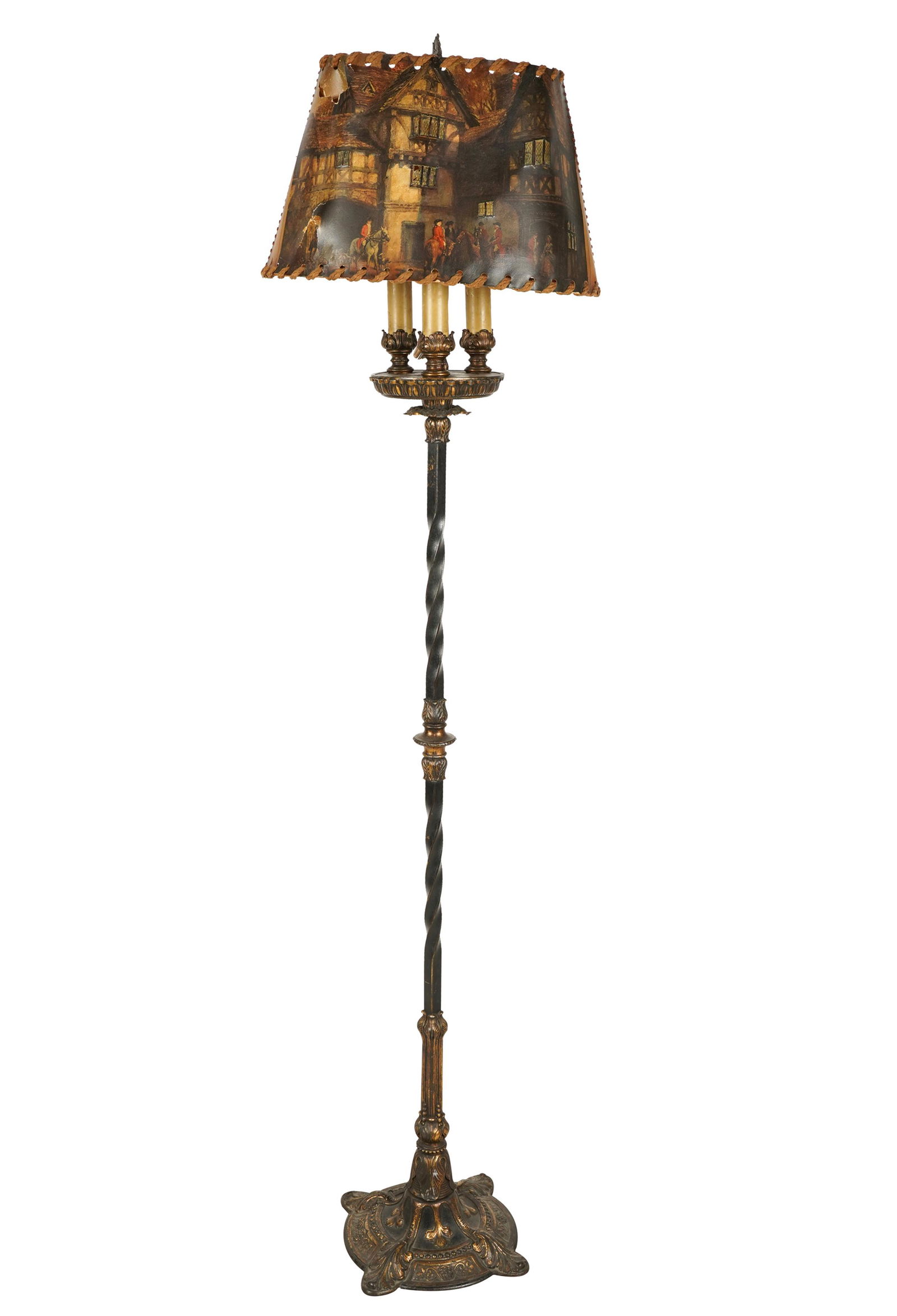 SPANISH STYLE GILT & IRON FLOOR LAMP (1 of 10)