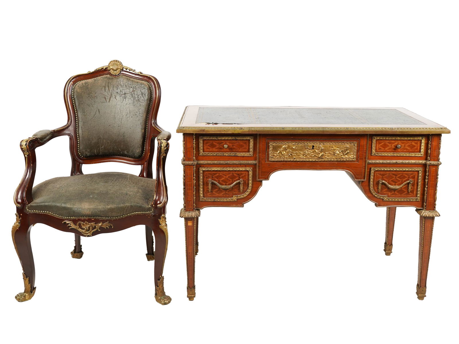 GILT METAL-MOUNTED BUREAU PLAT (1 of 10)