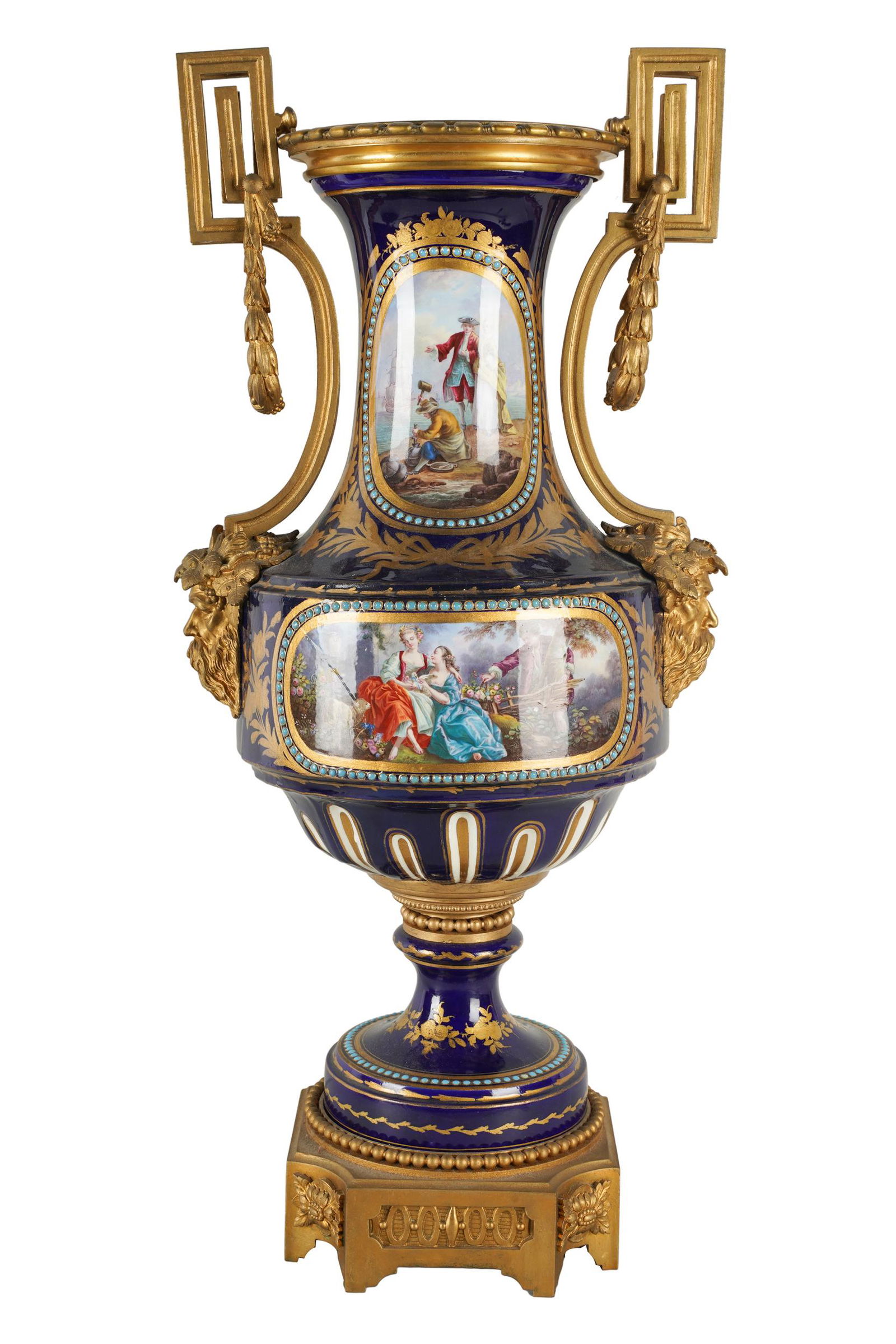 SEVRES-STYLE GILT BRONZE-MOUNTED PORCELAIN URN (1 of 8)