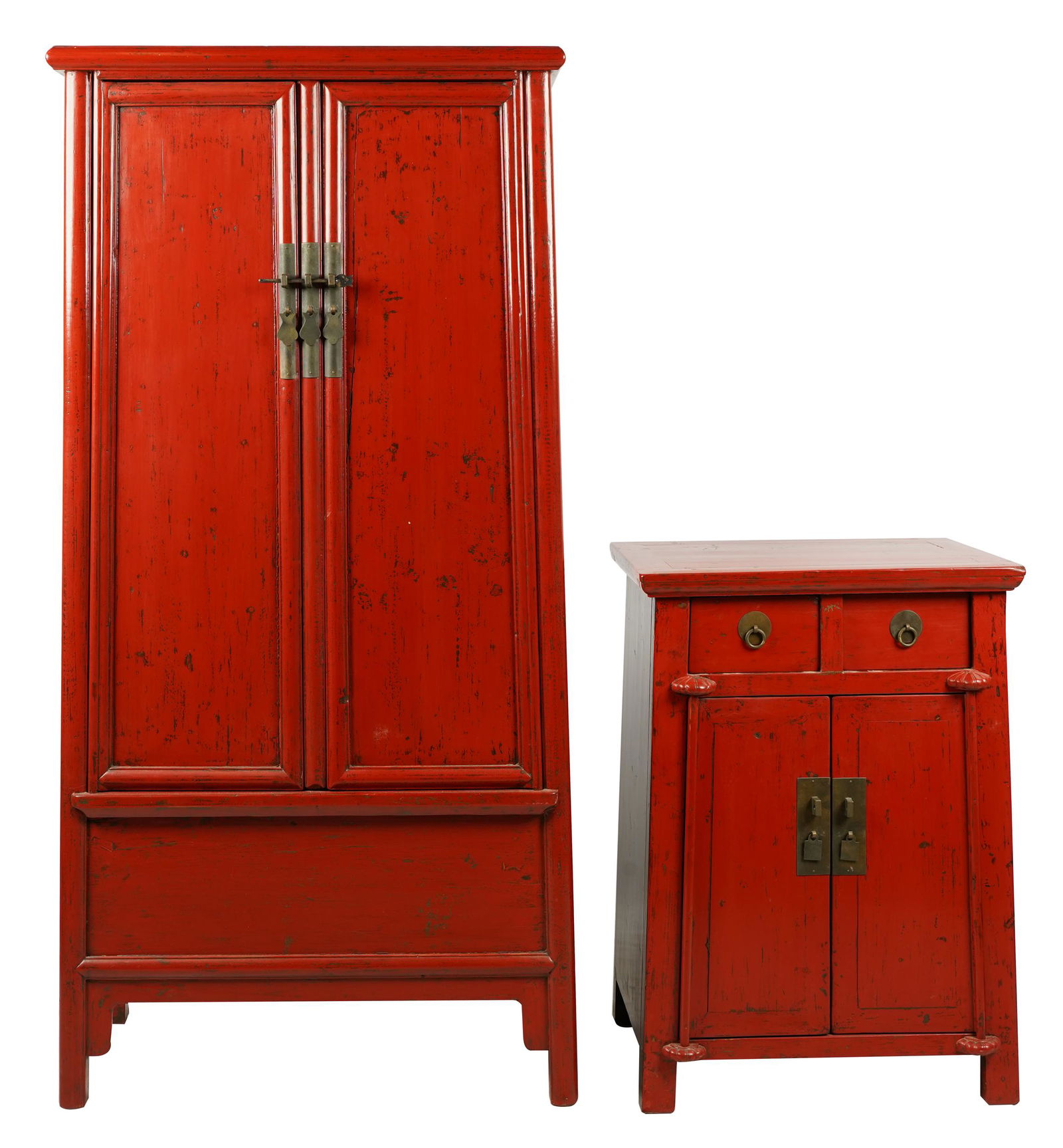 TWO CHINESE RED LACQUERED CABINETS (1 of 9)