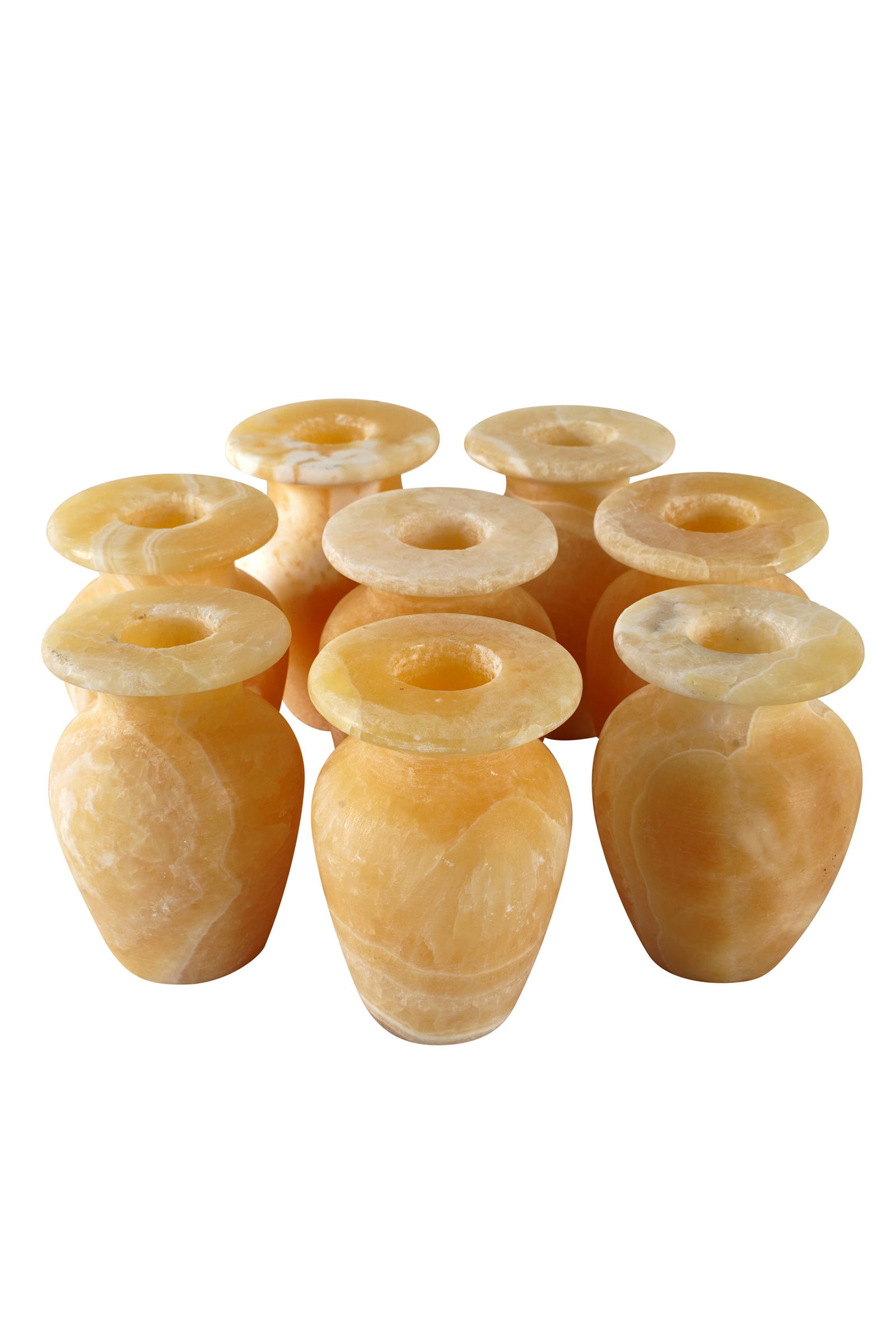 EIGHT CARVED ALABASTER URNS (1 of 8)