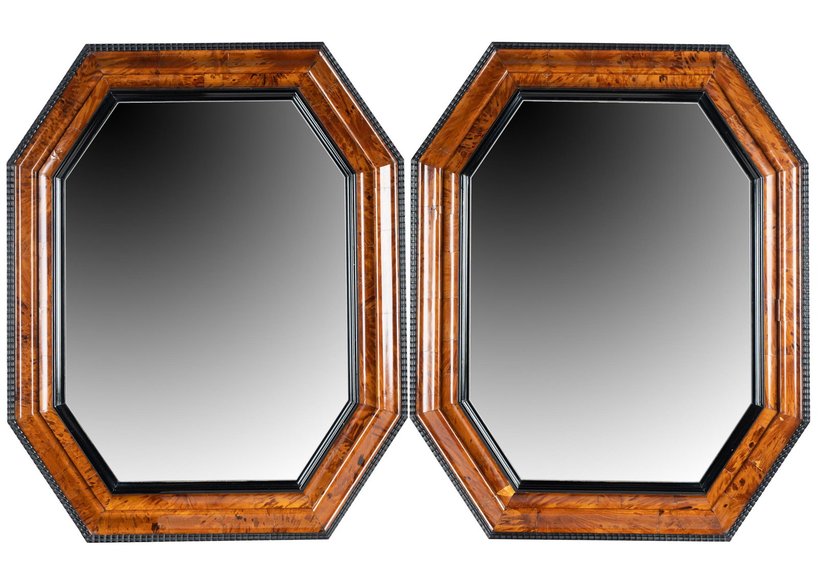 PAIR OF ENGLISH WOOD-VENEERED & EBONIZED WALL  MIRRORS (1 of 10)