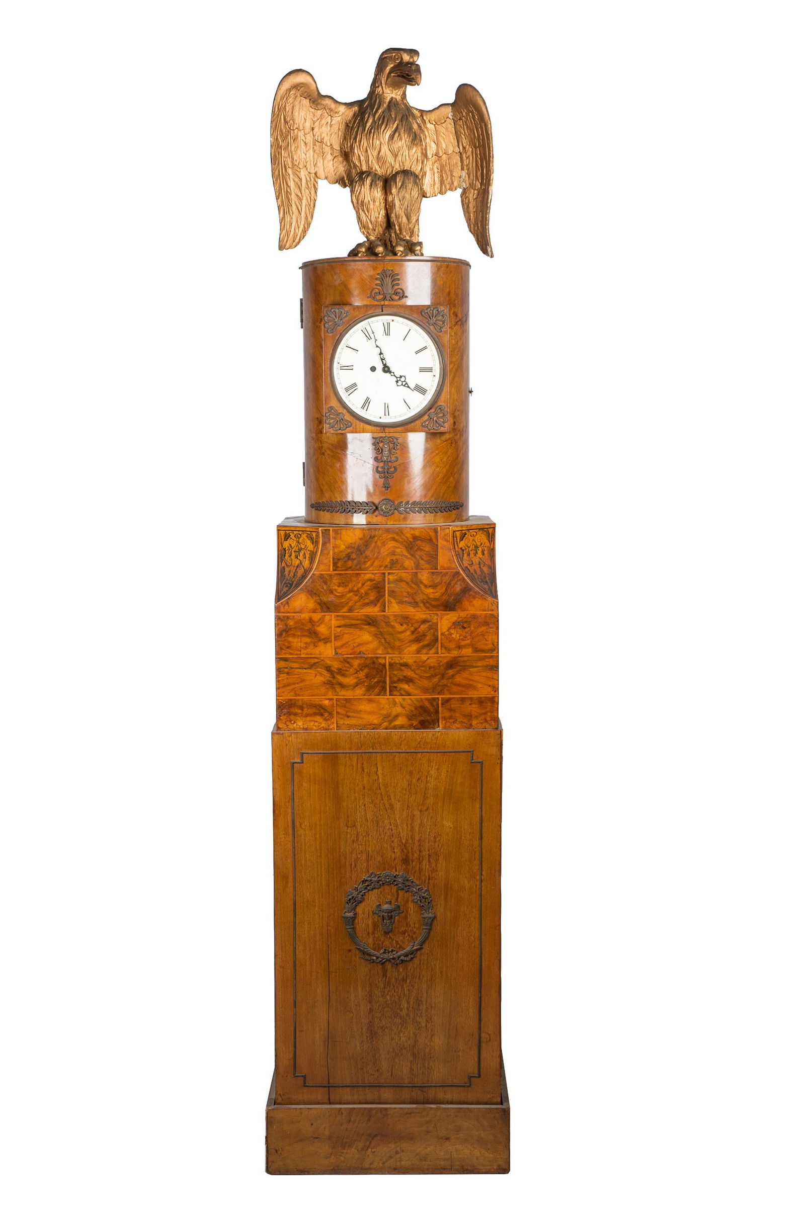 MAHOGANY & BURL PEDESTAL CLOCK (1 of 20)
