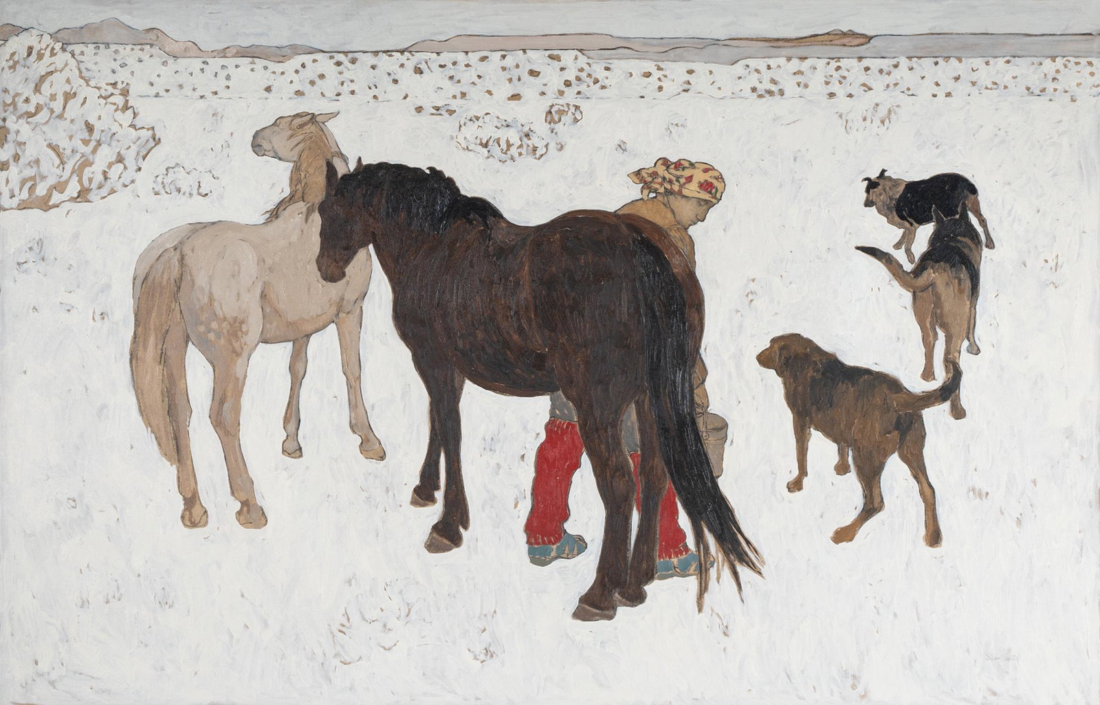 SUSAN HERTEL (1930 - 1992): "FEEDING, WINTERTIME" (1 of 13)