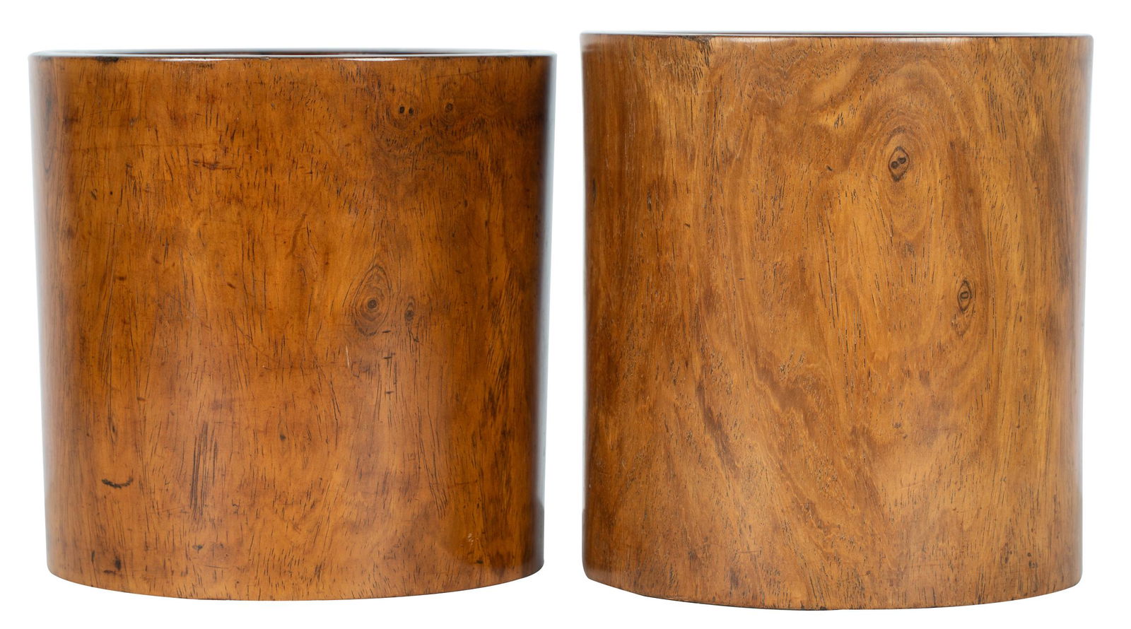 TWO CHINESE HARDWOOD BRUSH POTS (1 of 13)