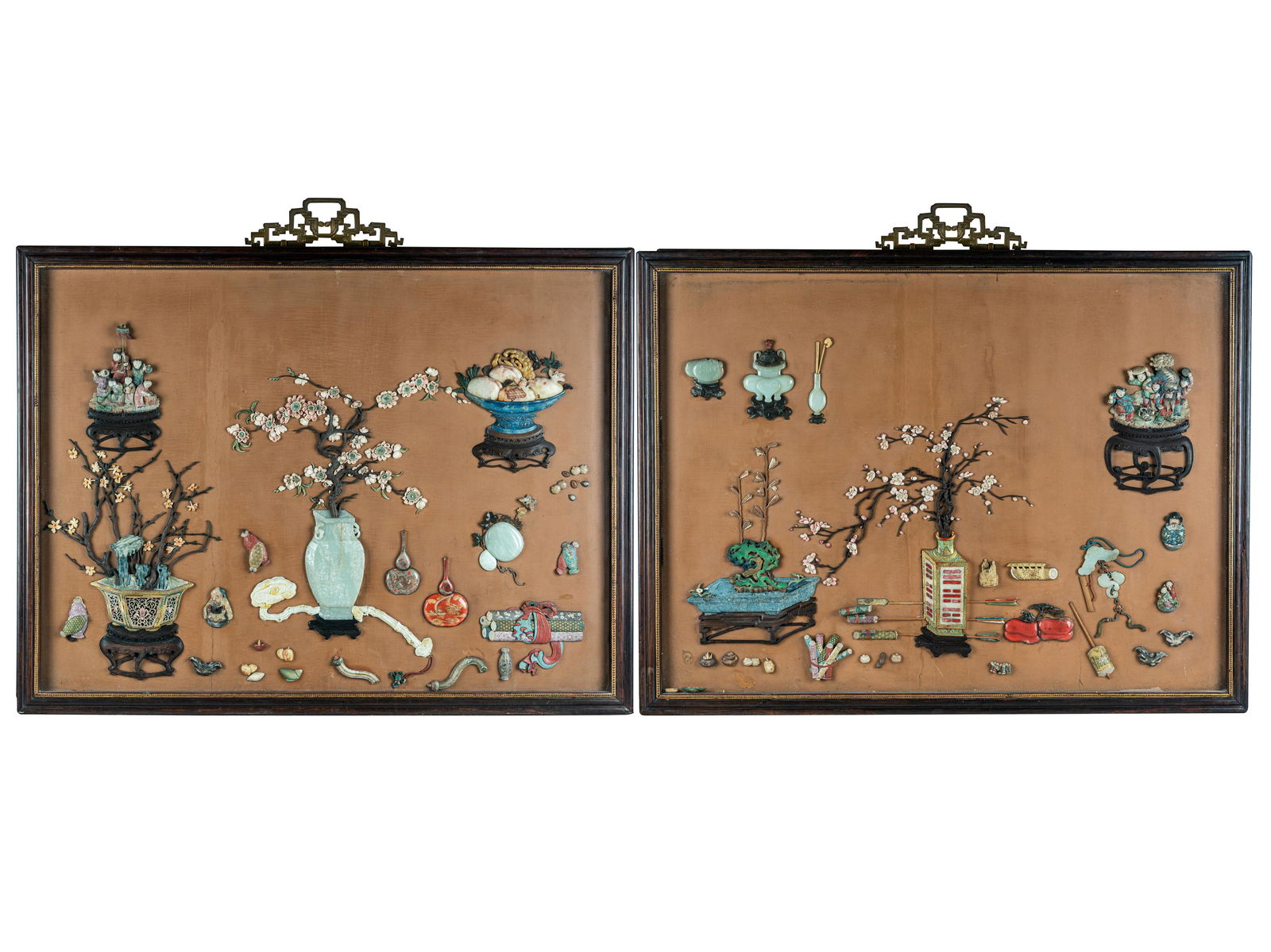 PAIR OF IMPORTANT CHINESE IMPERIAL PALACE HARDSTONE, (1 of 20)