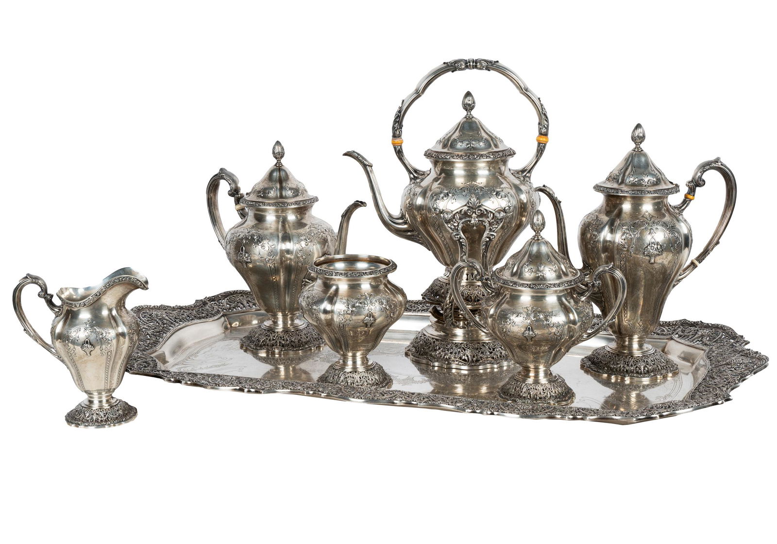 AMERICAN PIERCED STERLING TEA SERVICE (1 of 16)