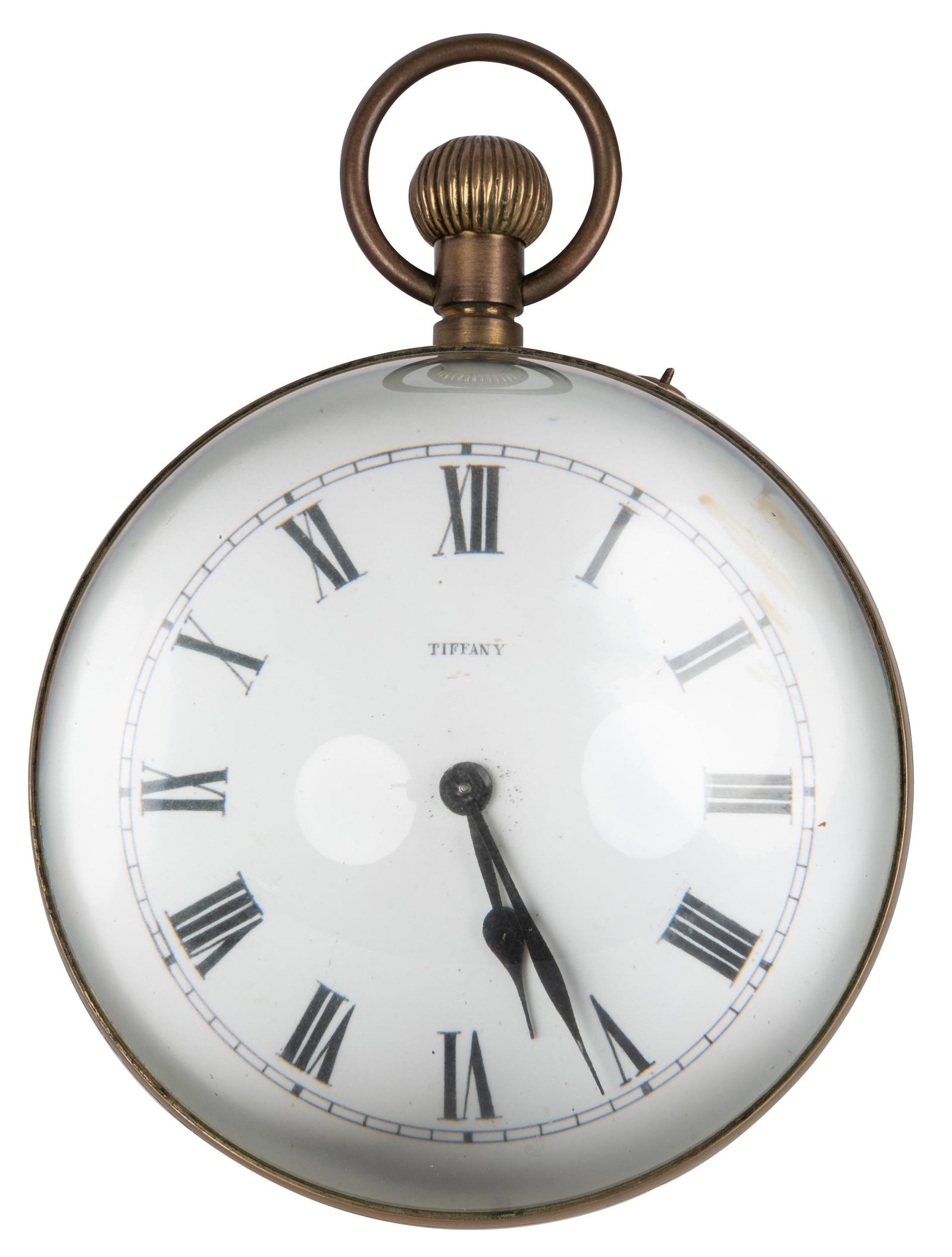 TIFFANY & CO SPHERICAL GLASS & BRASS DESK CLOCK (1 of 9)