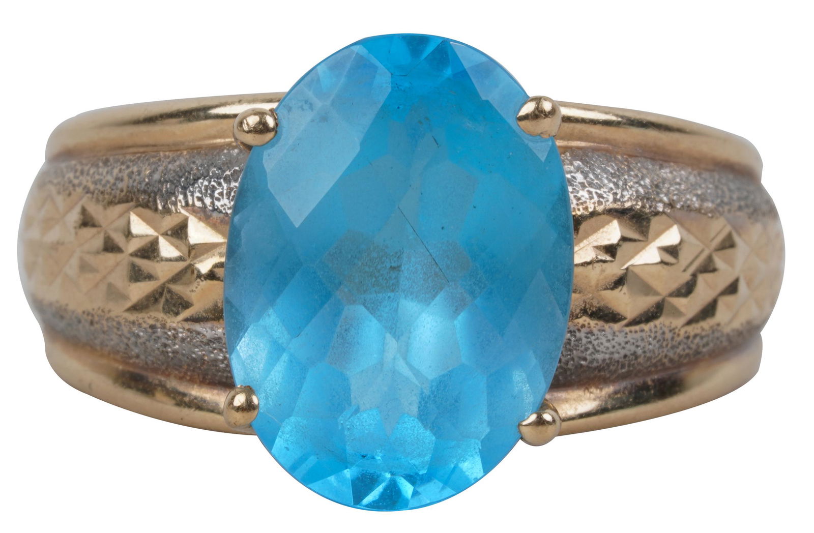 14 KARAT GOLD & BLUE TOPAZ RING (1 of 5)