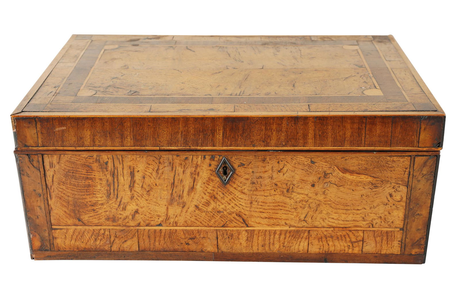 LATE GEORGIAN CROSS-BANDED MAHOGANY PORTABLE DESK (1 of 13)