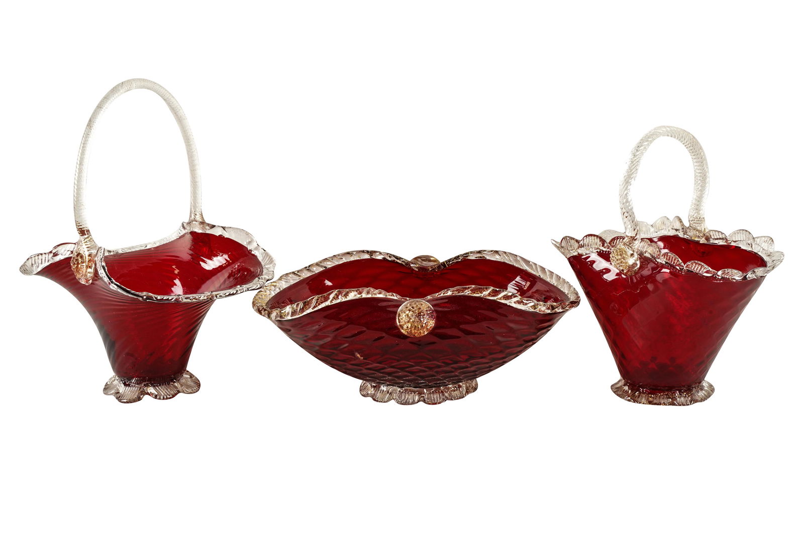 THREE VENETIAN GLASS BOWLS (1 of 9)