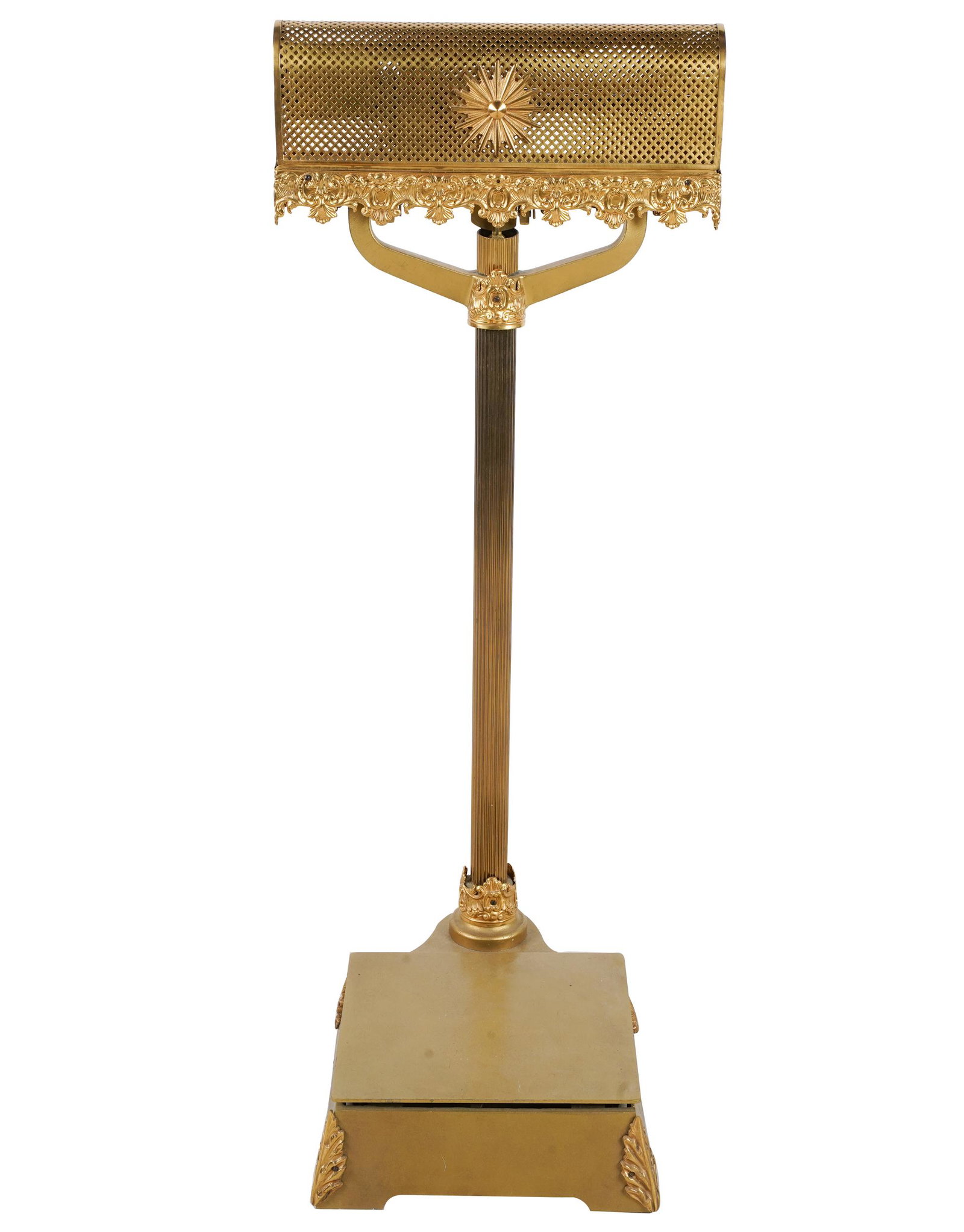 FRENCH GILT SCALE: Provenance: The Estate of Maria Felix, Christies; Condition: with gilt loss to adjustable slides on scale; 15 1/2 inches wide; 14 inches deep; 39 inches high
