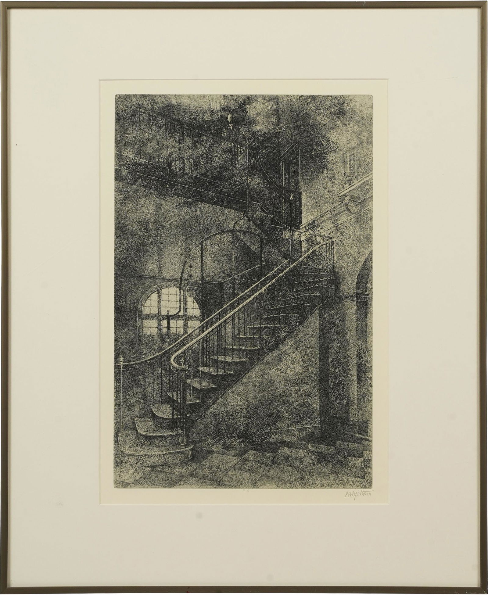 PETER MILTON: "THE JOLLY CORNER II:2": 1971; etching and aquatint; signed and dated in pencil lower right; numbered II:2 in pencil lower center; published by Aquarius Press; Provenance: from the Estate of Dr. Norman Levine and the late Mor