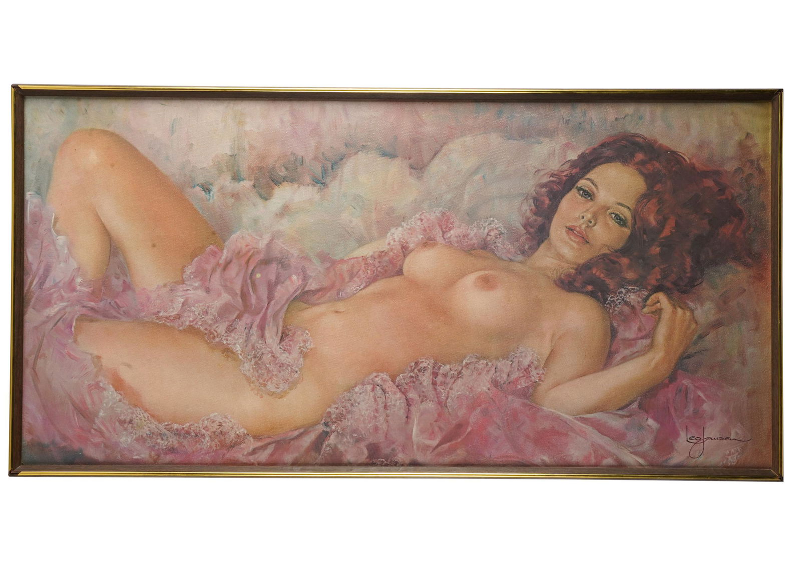 LEO JANSEN: RECLINING NUDE: oil on canvas; signed lower right; 24 x 48 inches; 25 x 49 inches frame