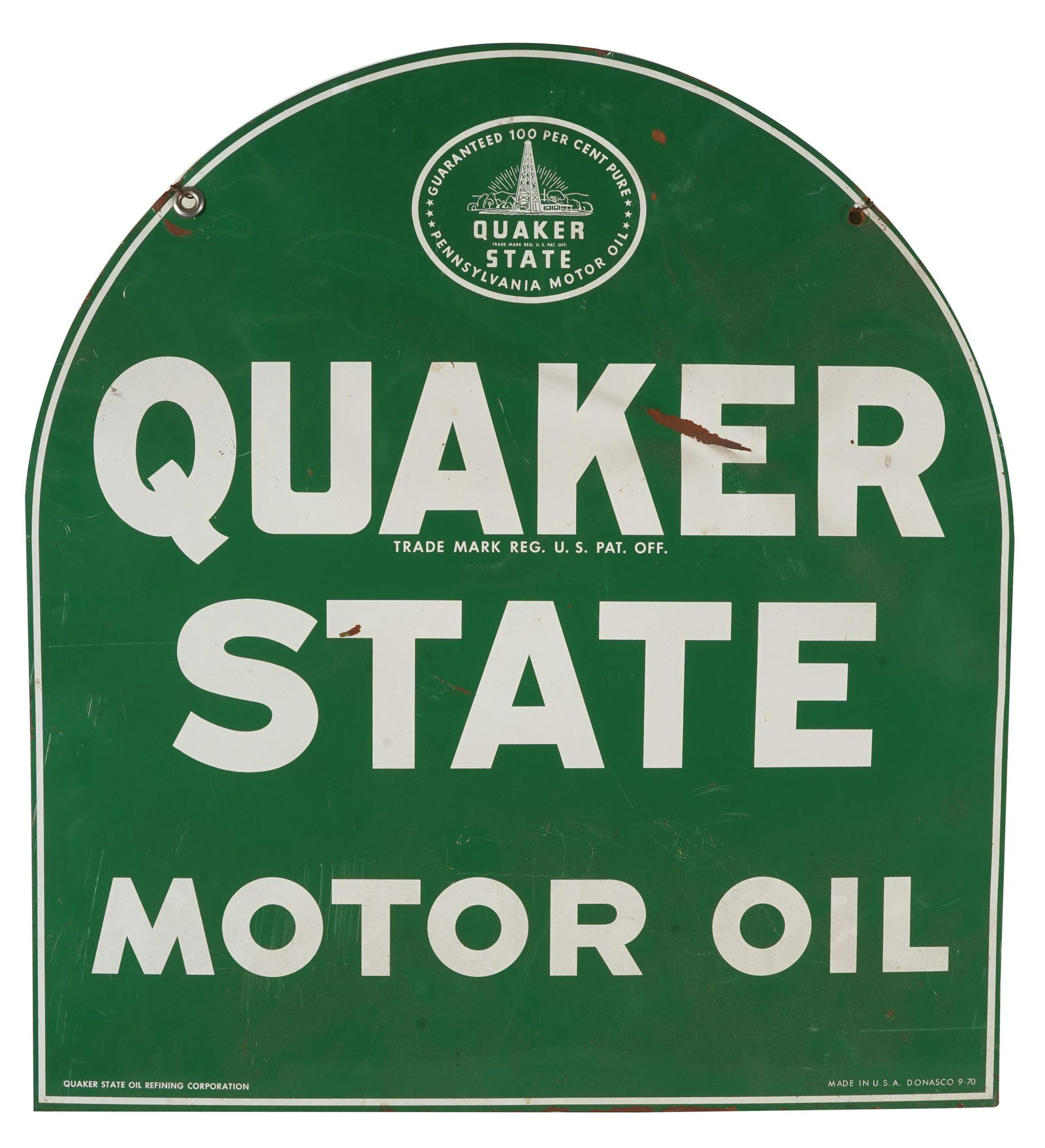 QUAKER STATE MOTOR OIL DOUBLE SIDED SIGN (1 of 8)