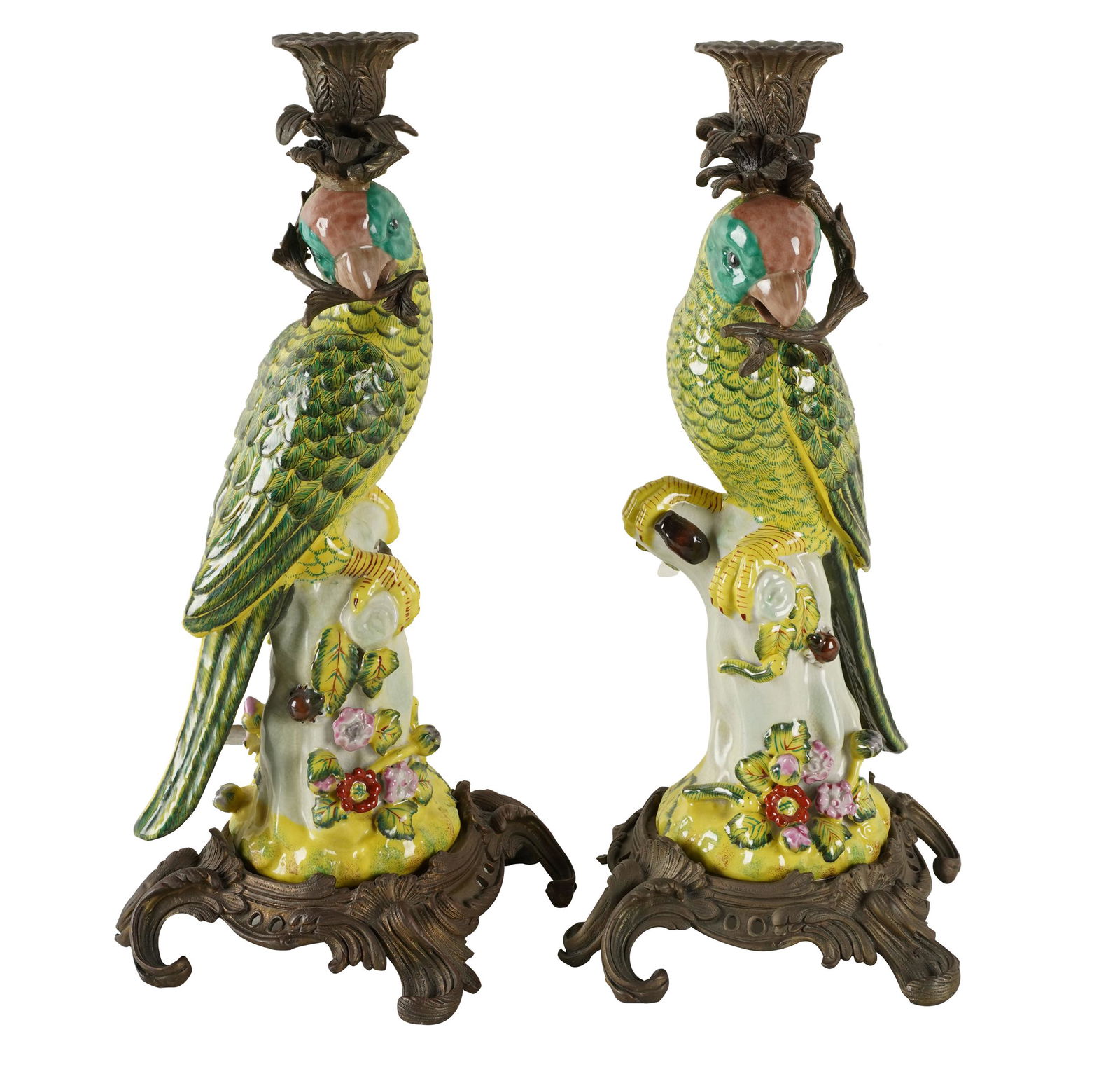PAIR OF CHINESE-STYLE PORCELAIN CANDLESTICKS (1 of 10)