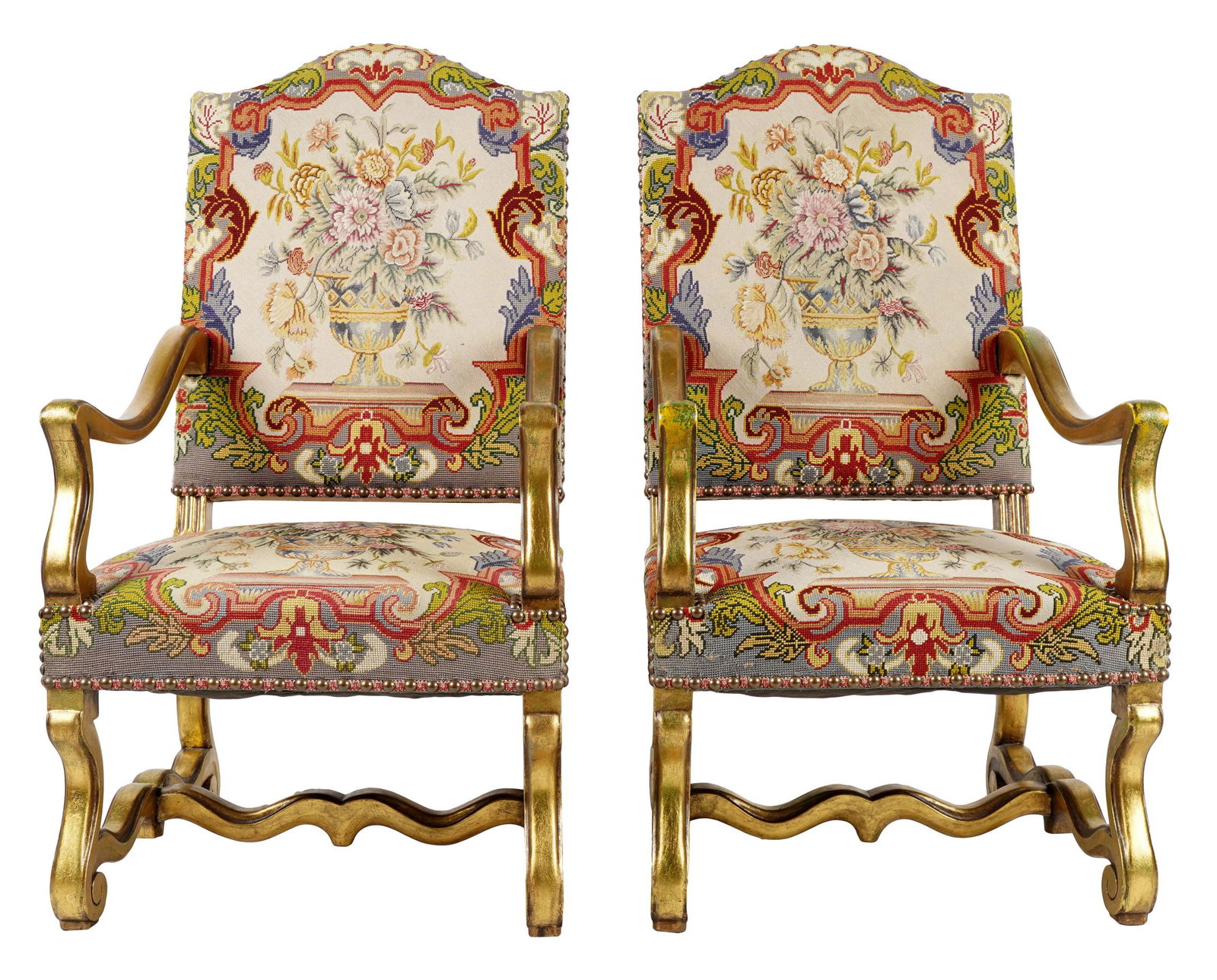 PAIR OF BAROQUE STYLE GILTWOOD HALL CHAIRS (1 of 10)