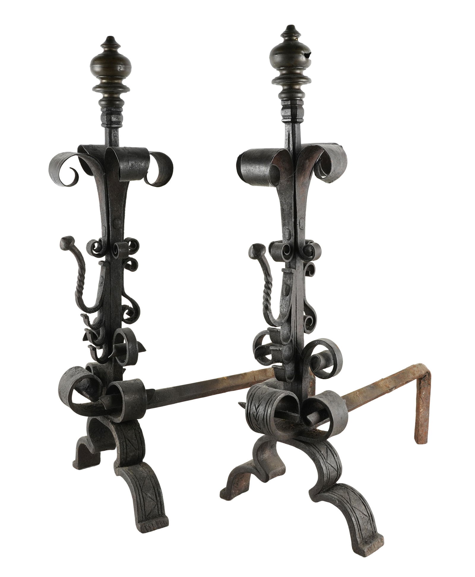 PAIR OF IRON ANDIRONS (1 of 9)