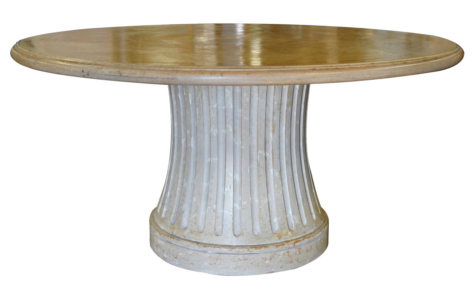 ROUND PARQUETRY-TOP OAK DINING TABLE (1 of 6)