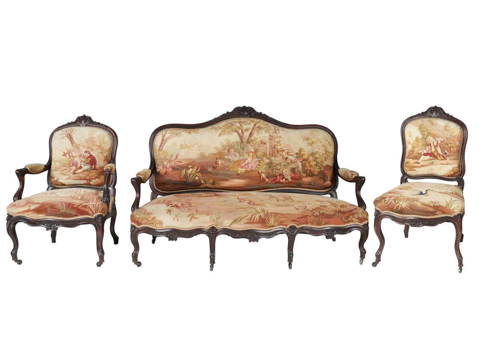 FRENCH CARVED THREE-PIECE SALON SUITE (1 of 12)