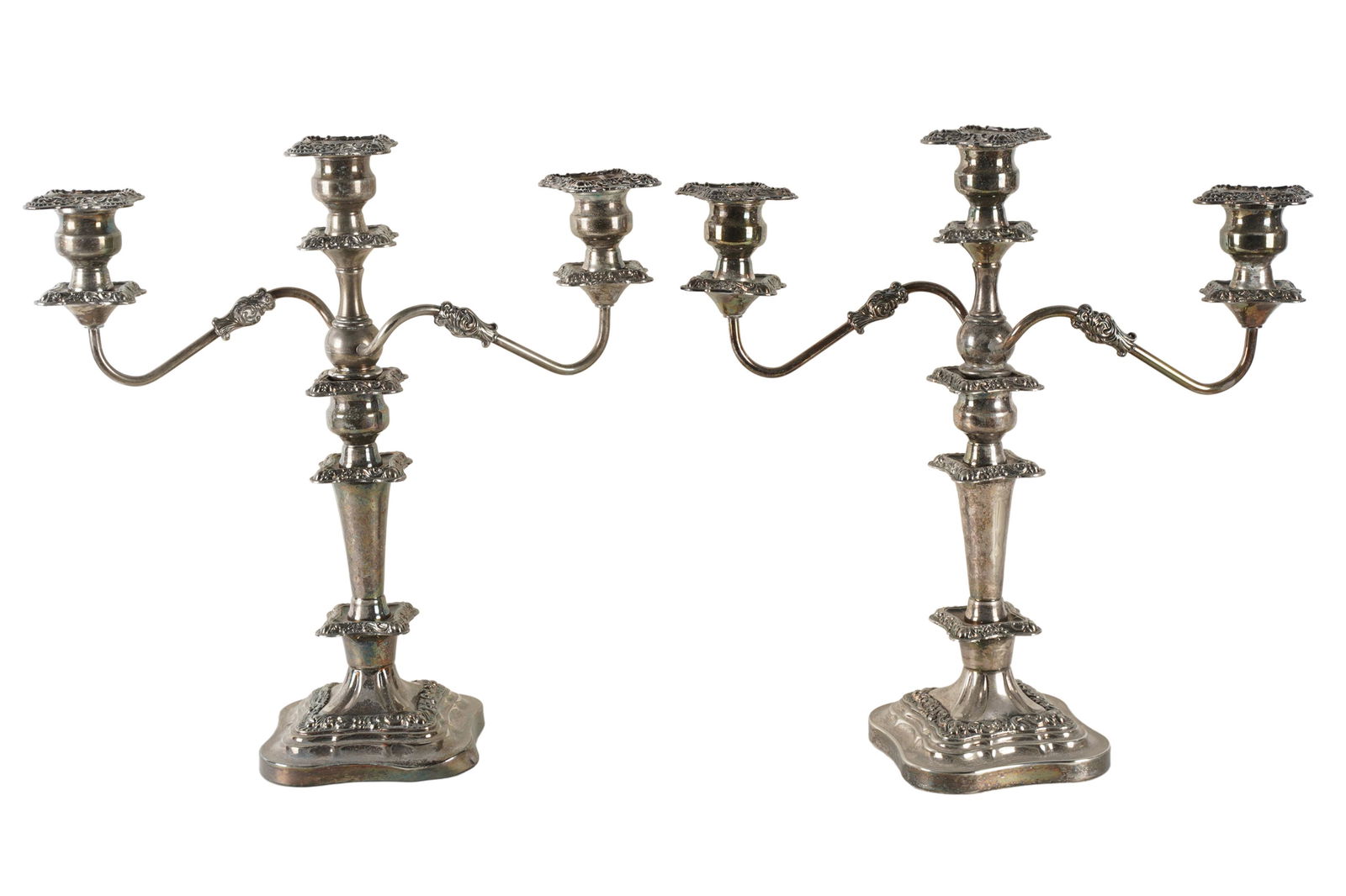 PAIR OF SILVER-PLATE CANDELABRA (1 of 9)