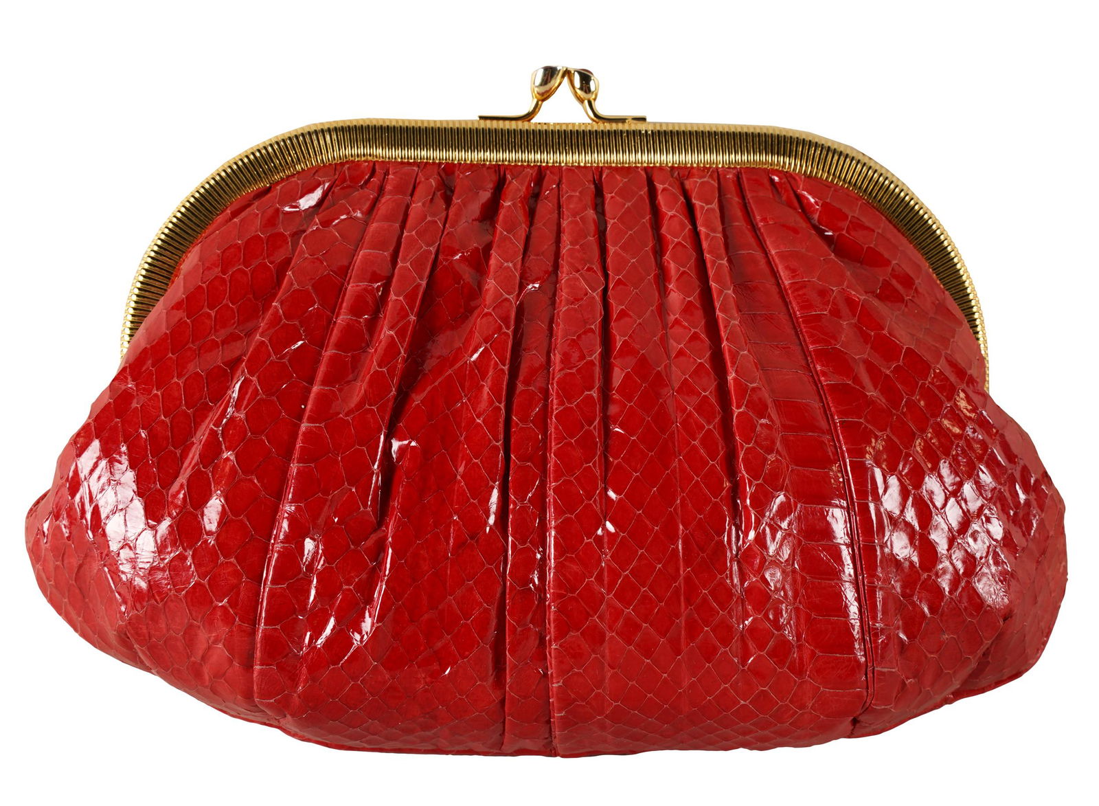 JUDITH LEIBER RED LEATHER CLUTCH (1 of 10)