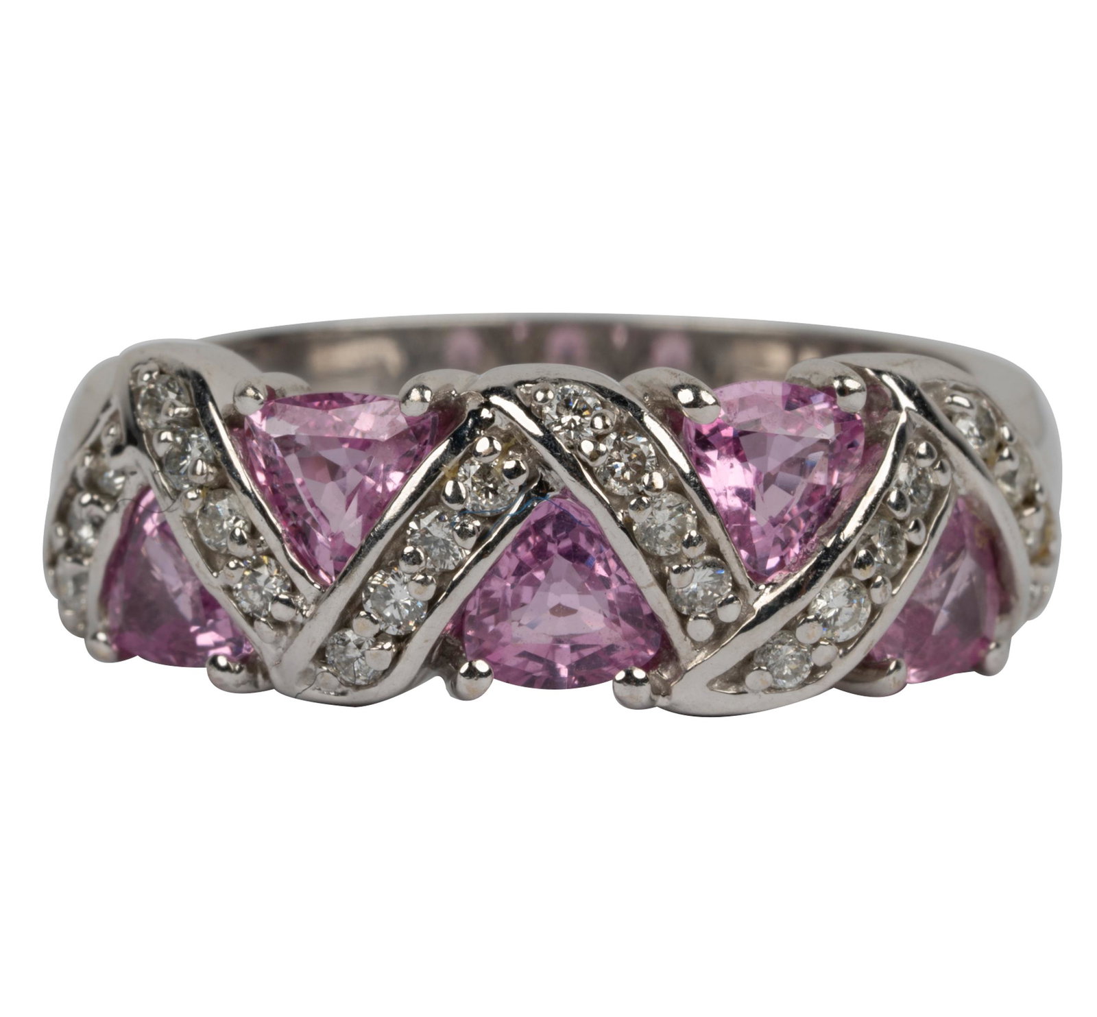 14 KARAT WHITE GOLD, DIAMOND, & PINK SAPPHIRE RING (1 of 7)