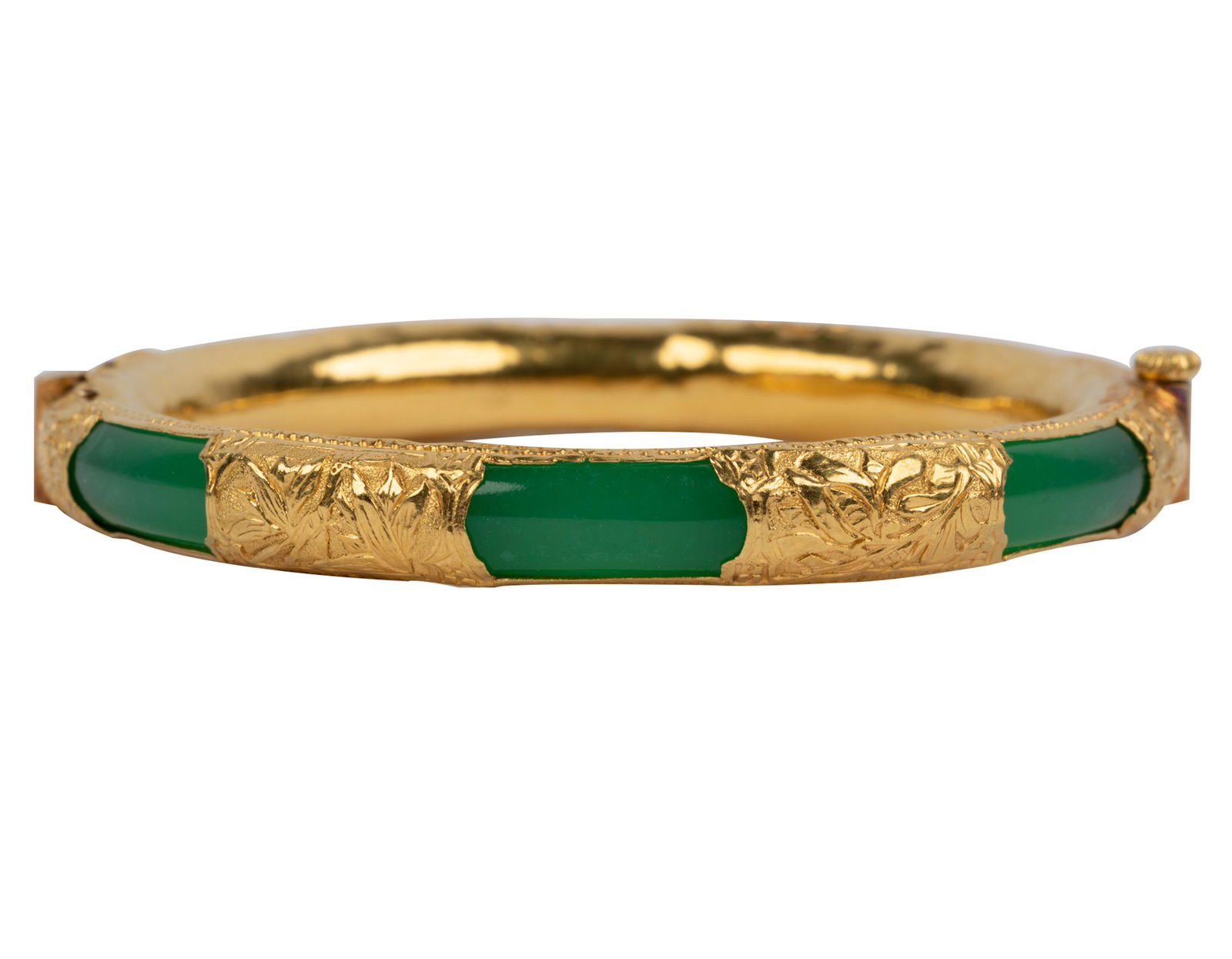 HIGH KARAT YELLOW GOLD & CHRYSOPRASE BANGLE (1 of 9)