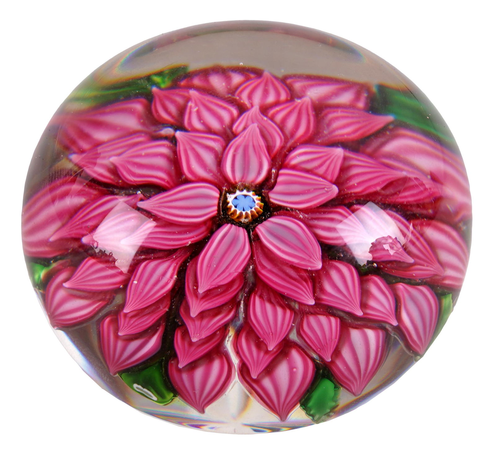 SAINT LOUIS PINK FLOWER PAPERWEIGHT (1 of 7)