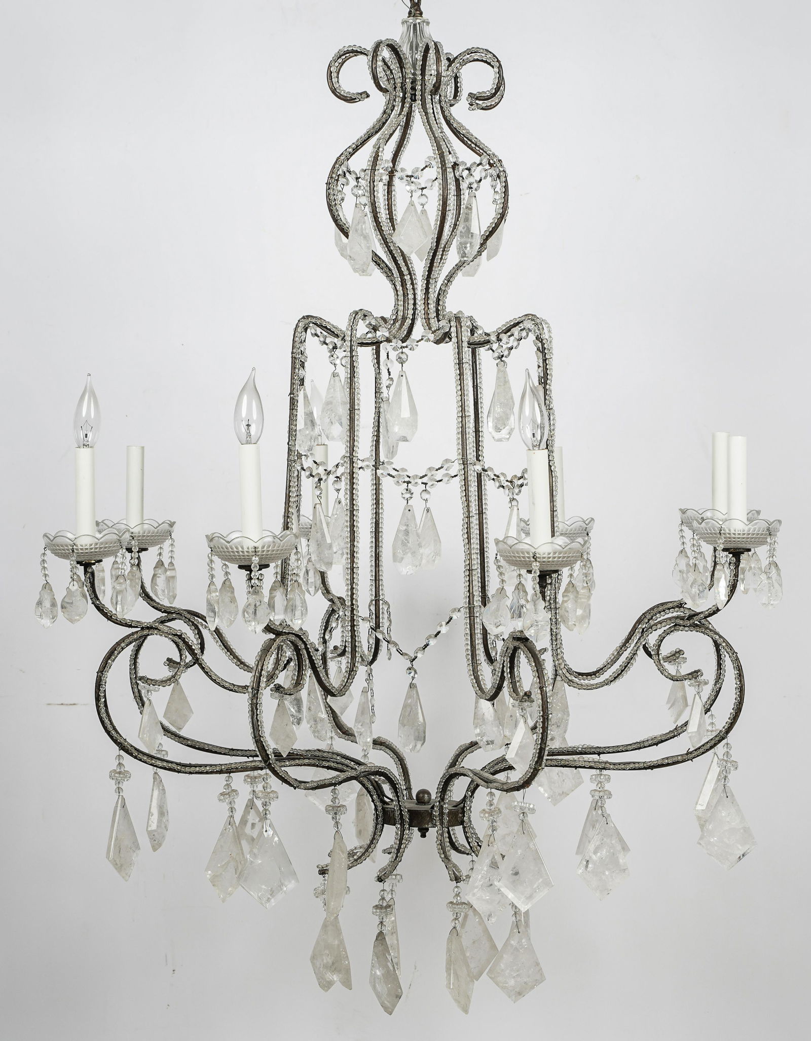 ROCK CRYSTAL & GLASS EIGHT-LIGHT CHANDELIER (1 of 10)