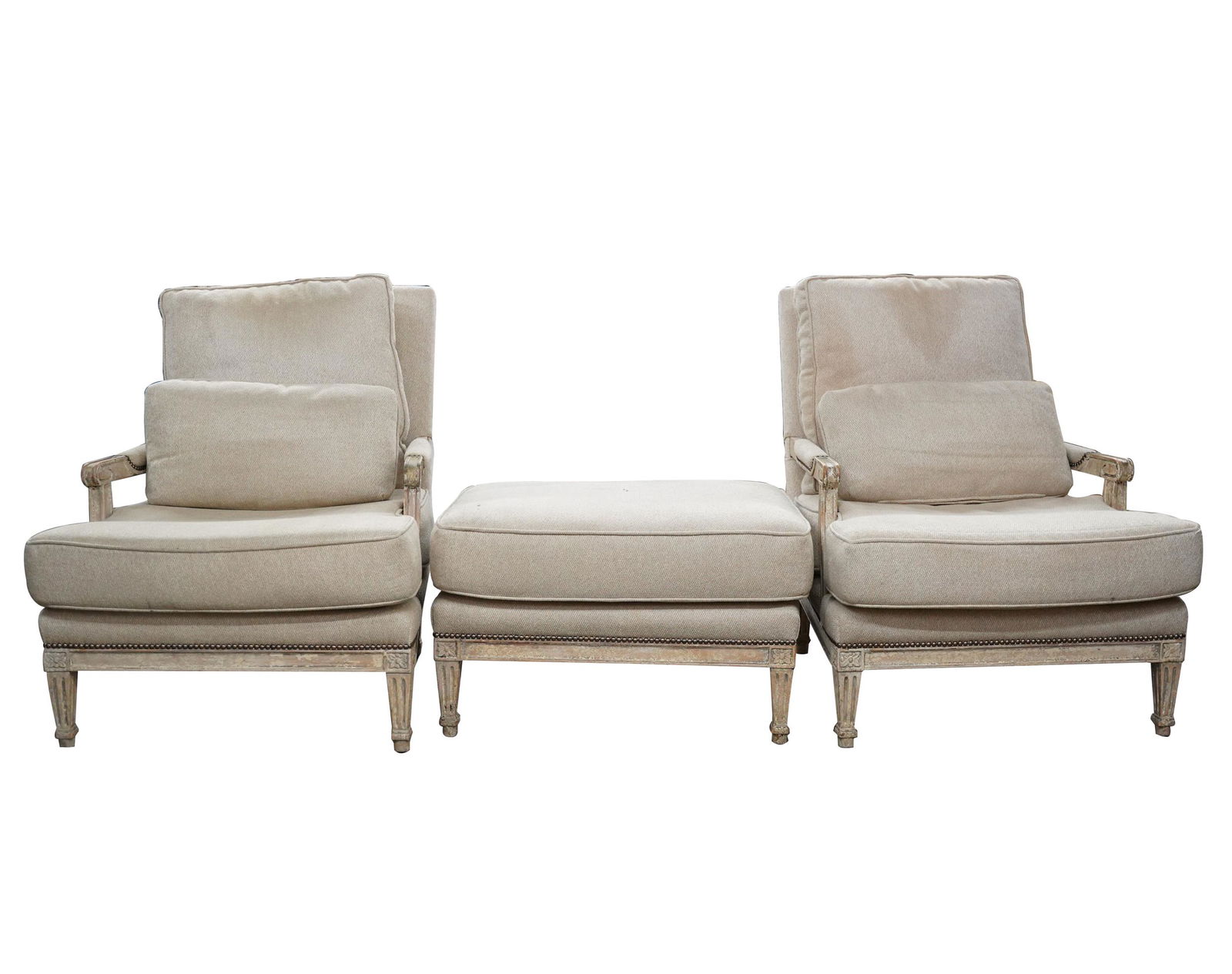 PAIR OF PAINTED WOOD OPEN ARMCHAIRS (1 of 10)