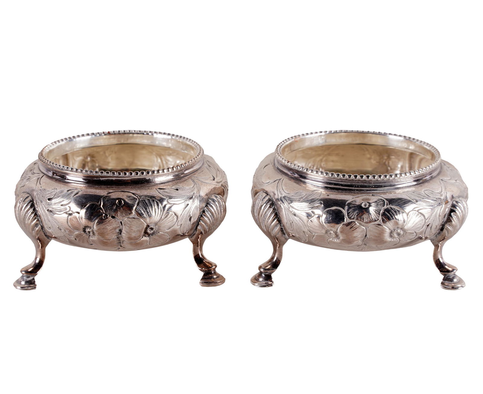 PAIR OF VICTORIAN STERLING SALT CELLARS (1 of 4)