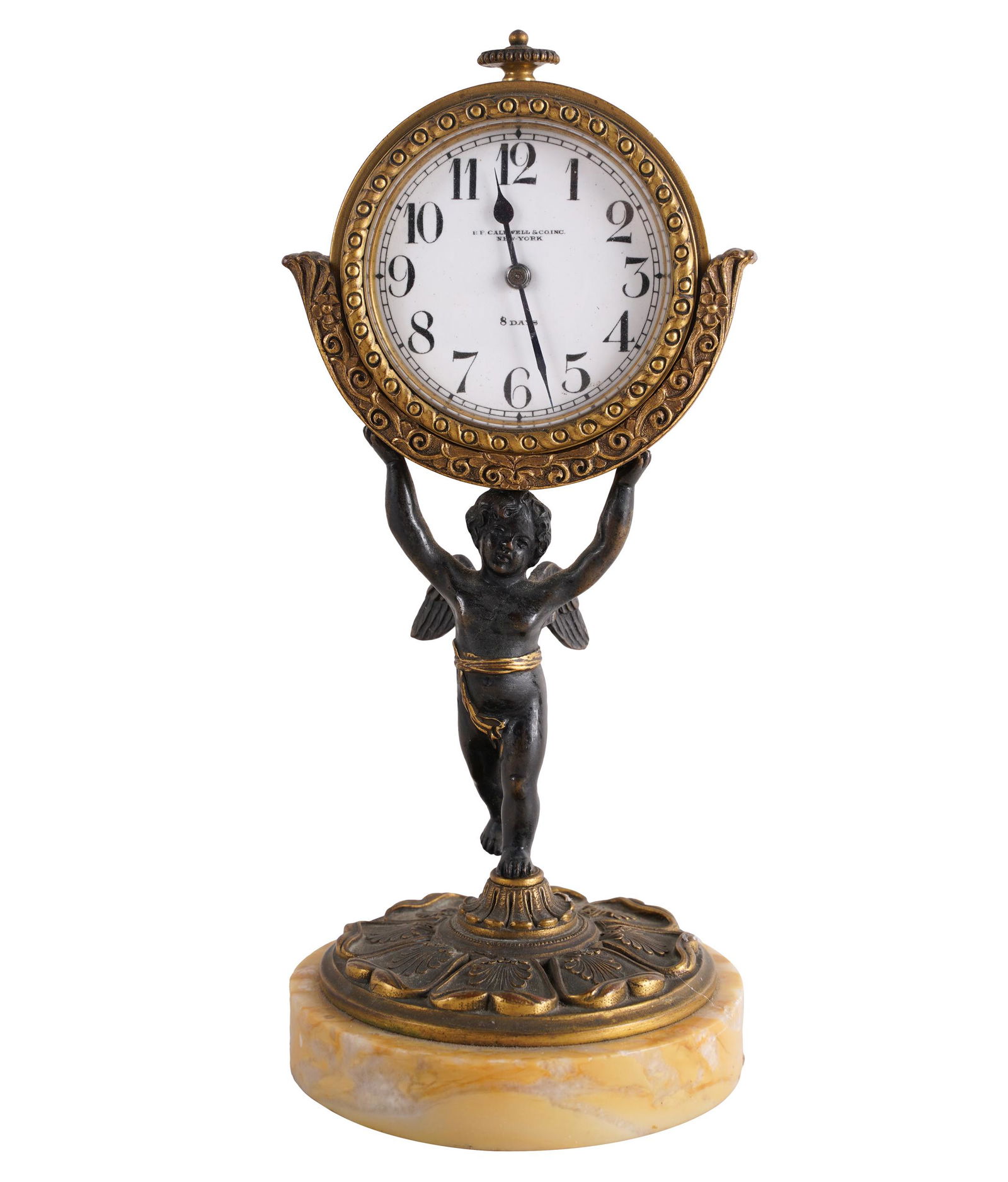 BRONZE & GILT BRONZE FIGURAL MANTLE CLOCK (1 of 8)
