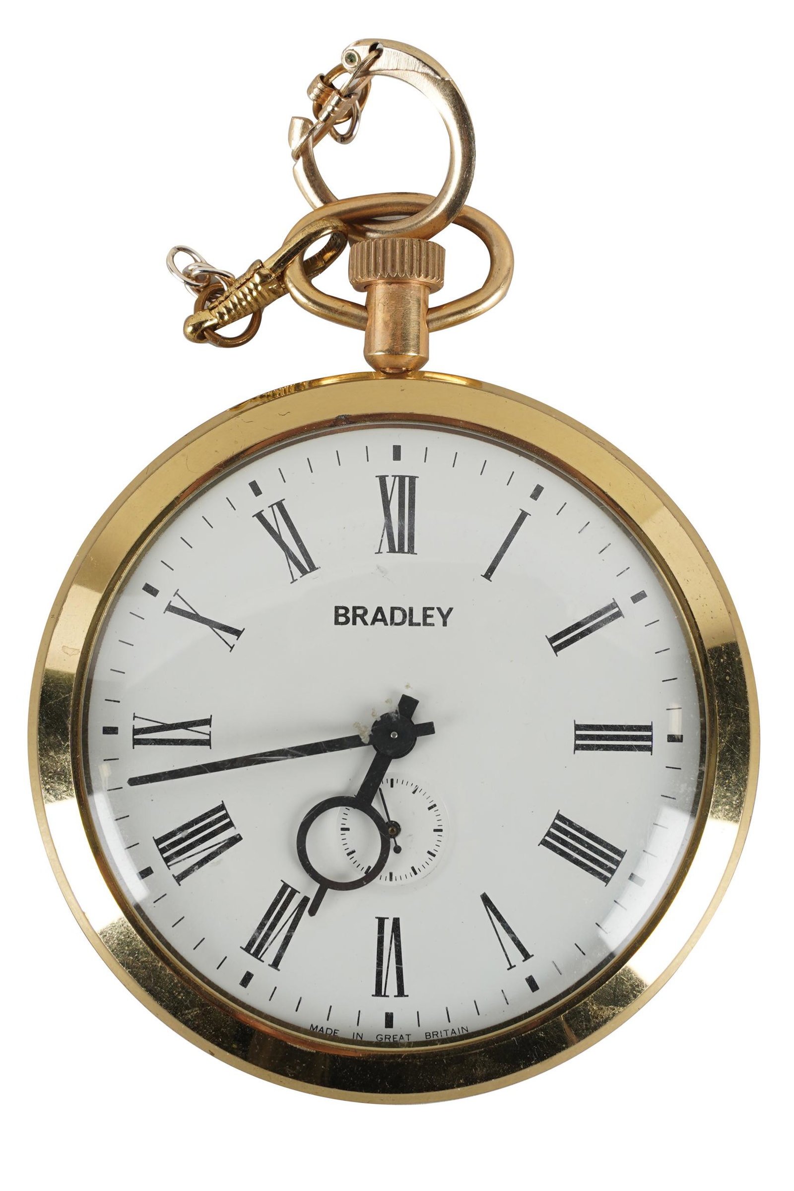 CAROL CHANNING BRADLEY LARGE CONDUCTOR WATCH: marked on the dial 'Bradley'; marked verso 'Bradley Time/case made in Germany'; together with a vintage photograph of Carol Channing wearing a similar watch.