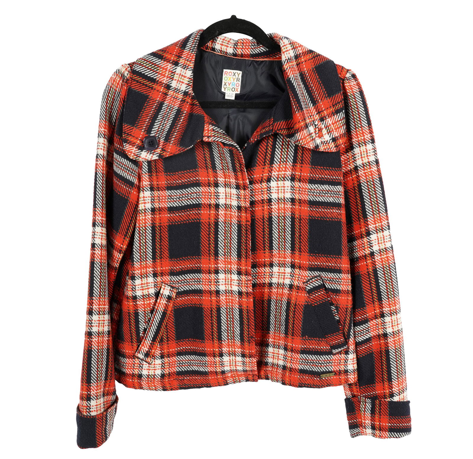 CAROL CHANNING ROXY WOOL RED, NAVY & WHITE PLAID JACKET (1 of 6)