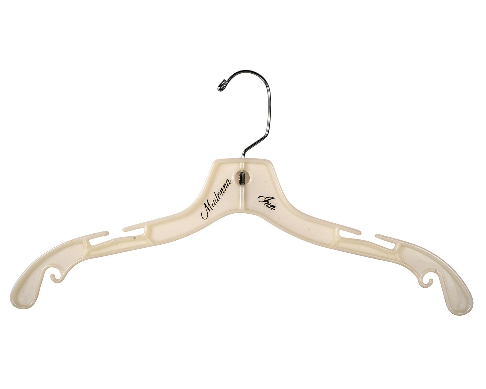 CAROL CHANNING VINTAGE MADONNA INN CLOTHES HANGER: Probably circa 1960's. Width 16 7/8 inches.